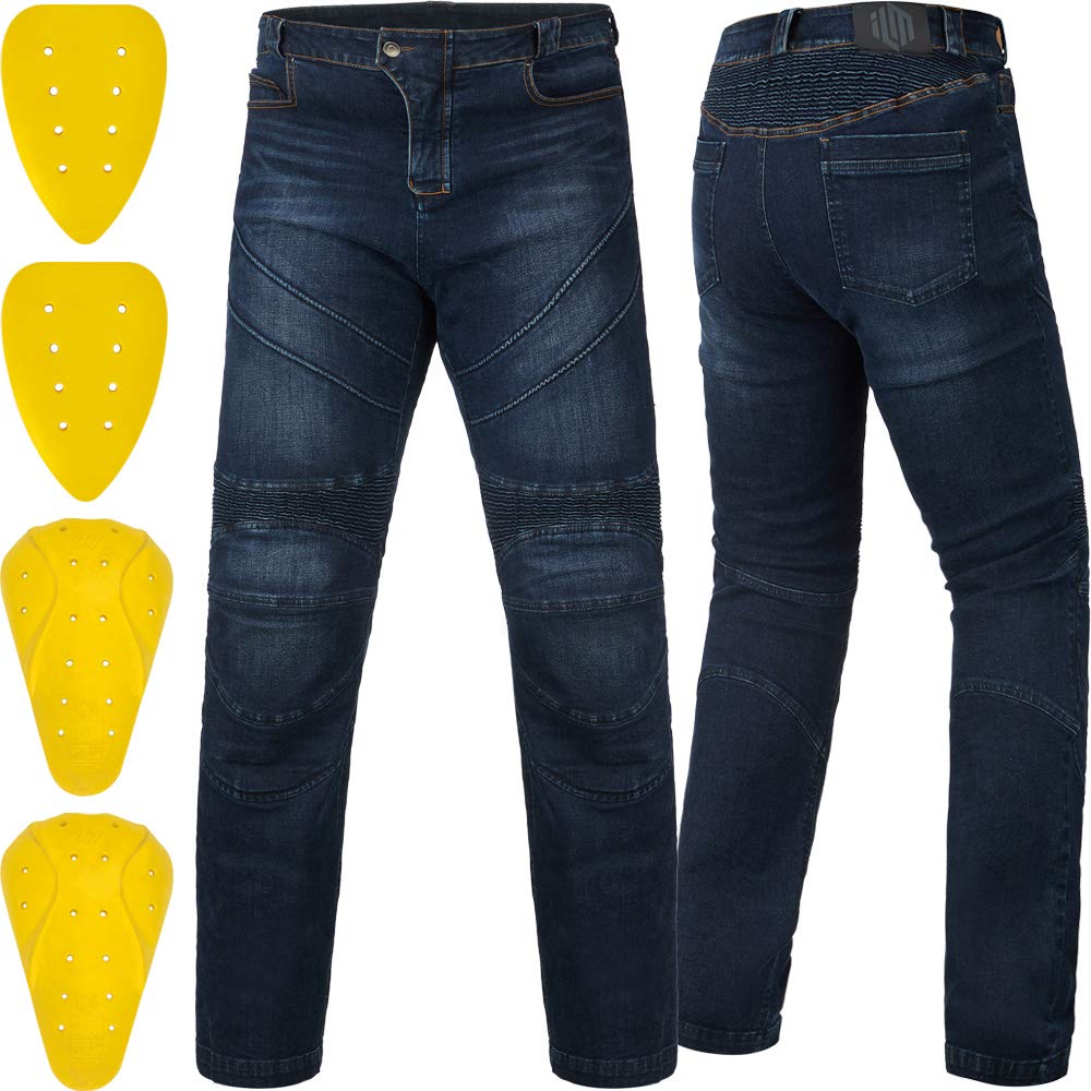 **Men's CE Armored Motorcycle Dirt Bike Pants - ILM Motocross Riding Gear Jeans for Adventure & Touring (BJN01, Blue) | Durable & Protective for Off-Road & Street Riding**