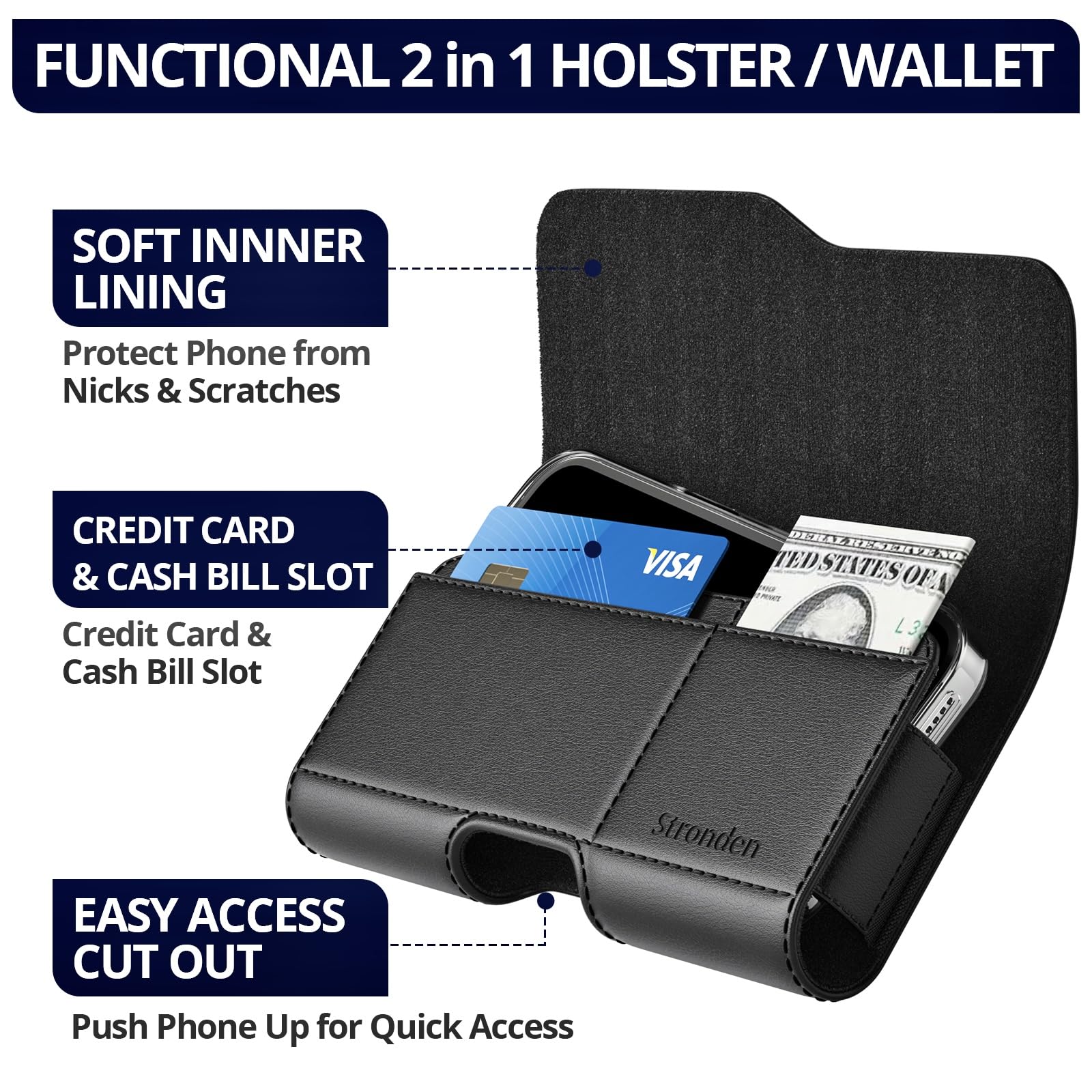 Premium Leather Magnetic Holster for iPhone 16/15/14/13/12/11 Series & XR - Belt Clip Pouch Case Compatible with Otterbox Commuter | Perfect for Work, Gym & Outdoor Activities