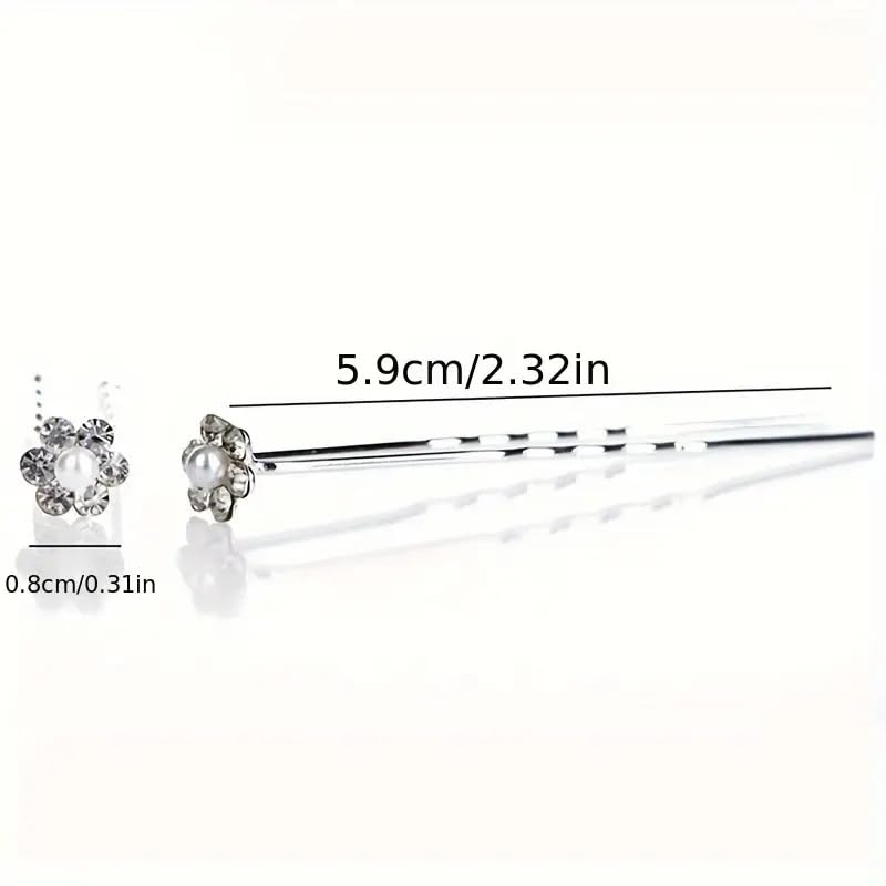 10pcs White Pearl Flower Crystal Hair Pins - Elegant Bridal Wedding Hair Clips with Rhinestones for Women and Girls | Perfect for Weddings, Proms, Parties & Special Occasions
