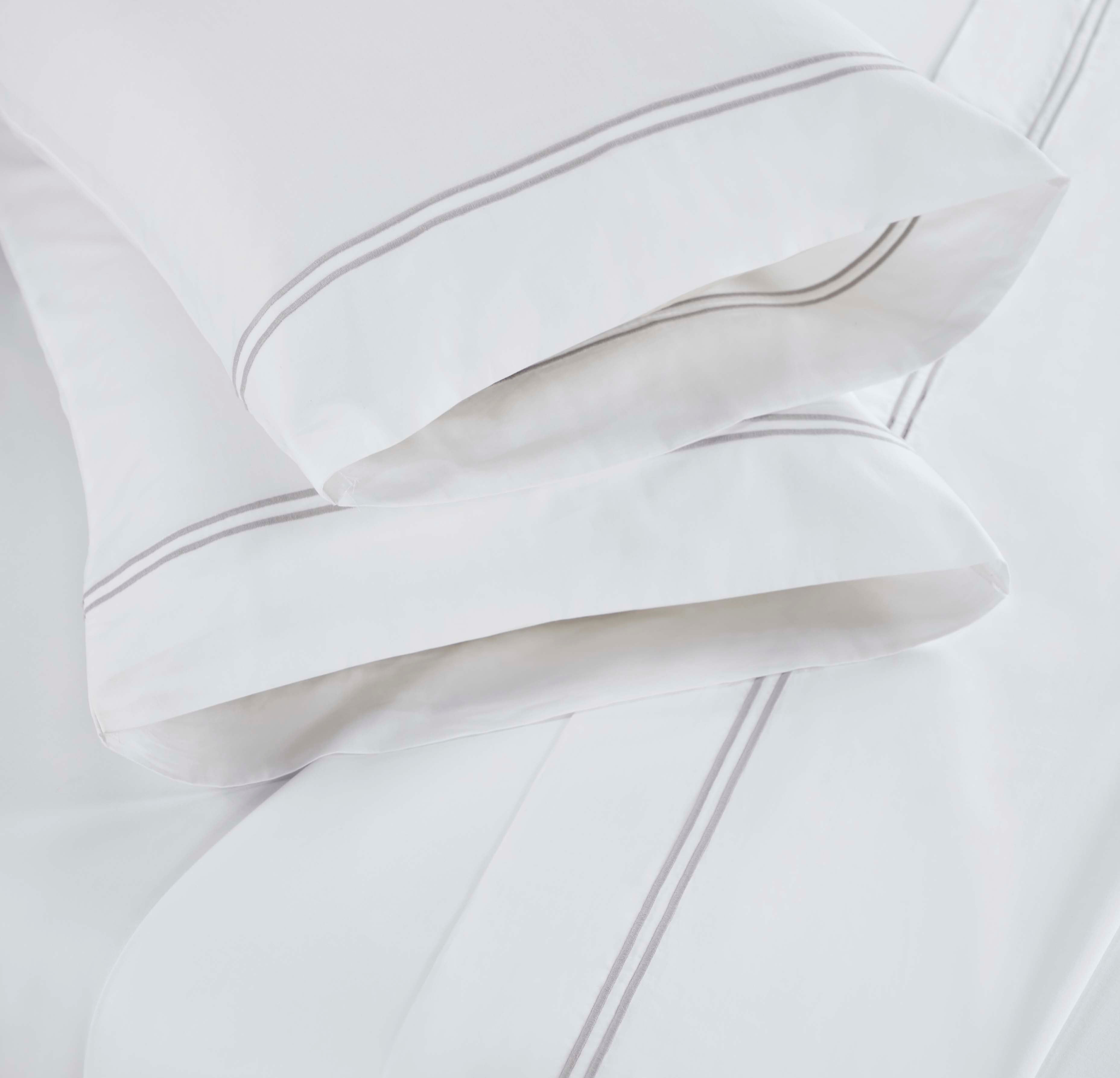 Premium Fieldstone Cotton 2-Line Embroidered Deep Pocket Sheet Set - Queen Size, 4-Piece Bedding Set for Comfortable Sleep & Luxury Bedroom Decor