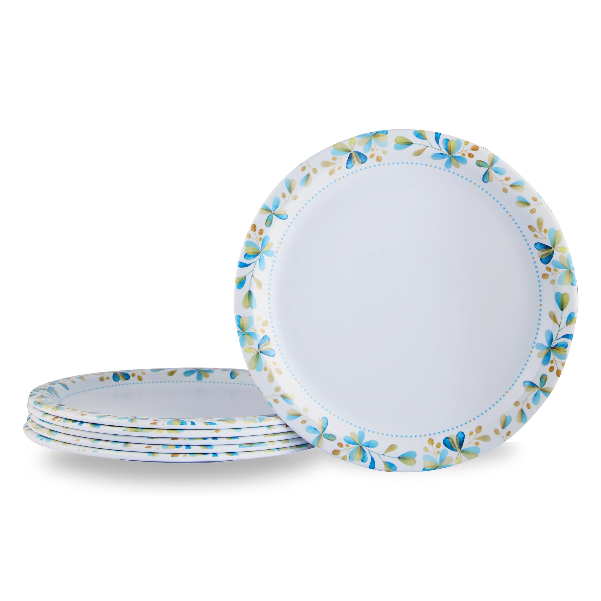Premium Melamine Dinner Plates Set of 6 - 11 Inch Round Microwave Safe & Break Resistant Plates for Home, Office, Restaurant - Durable Blue Matte Finish for Everyday Meals, Parties & Outdoor Dining