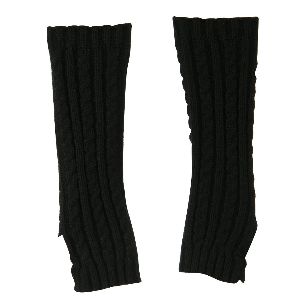 Jeanne Simmons Women's Cable Knit Arm Warmers - Black | Winter Fashion Accessories for Cold Weather & Outdoor Activities