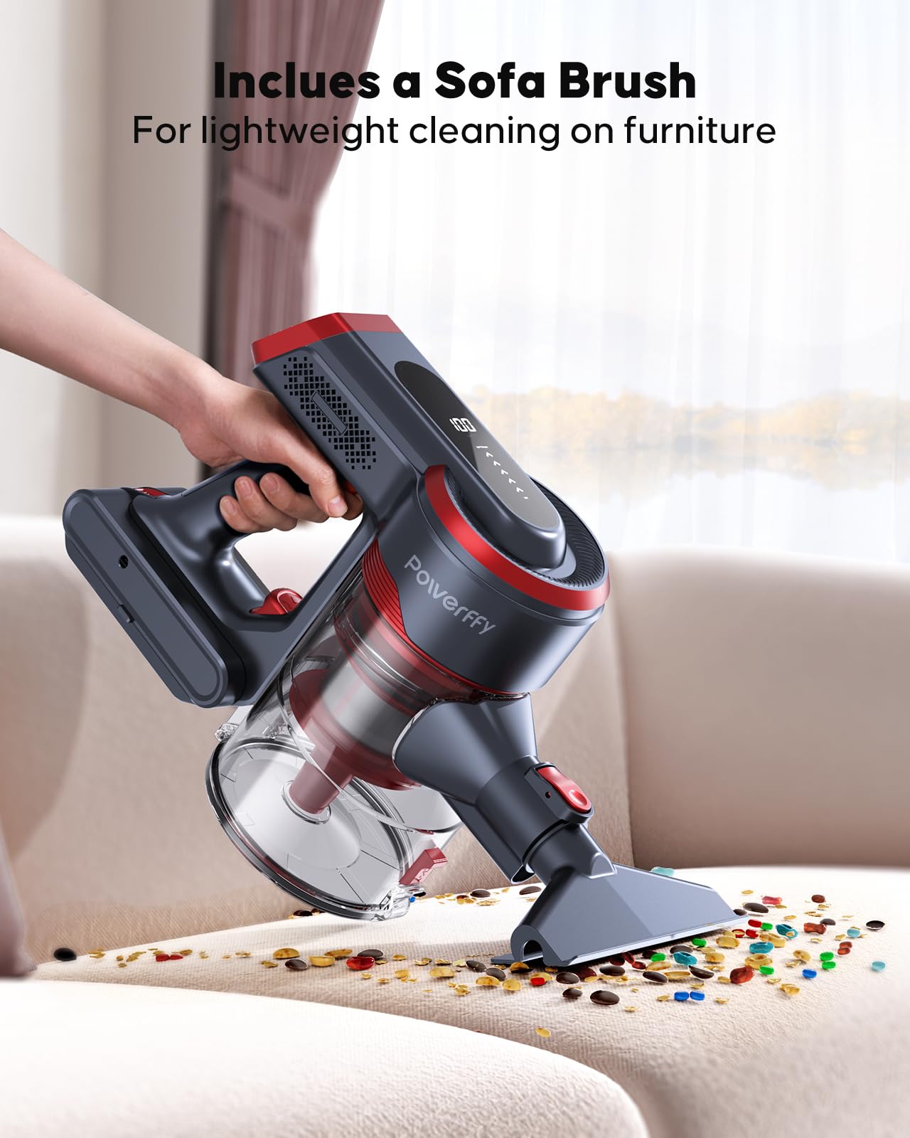Powerful Cordless Vacuum Cleaner - 40kPa/450W Stick Vacuum with 55 Min Runtime, LED Touch Screen & Anti-Tangle Tech - Includes Charging Station for Carpets, Hard Floors & Pet Hair - Perfect for Home Cleaning, Pet Owners & Quick Pickups