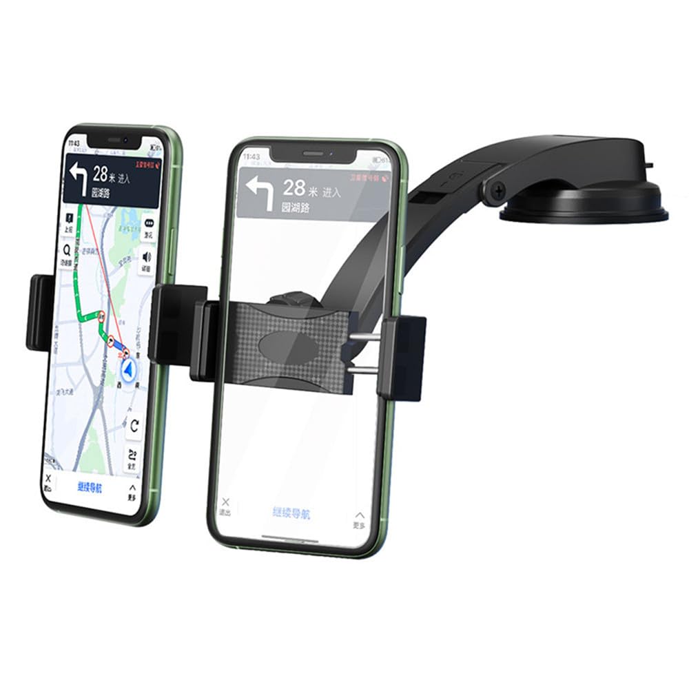 Dual Car Phone Mount - Adjustable Dashboard Phone Holder for 2 Smartphones (3.5-6.8 Inch) | Perfect for Uber Drivers, Road Trips & GPS Navigation