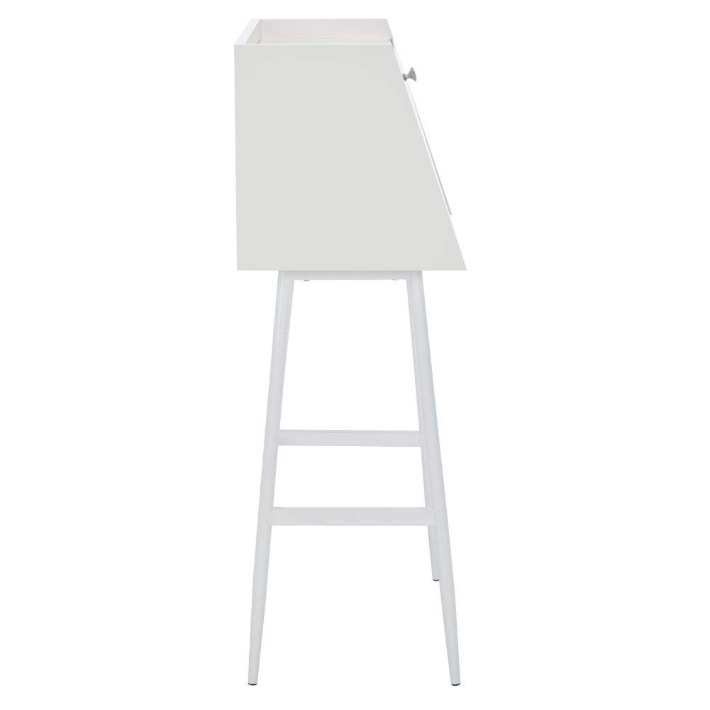 Safavieh Xander Modern White Storage Secretary Desk - Home Office Writing Desk with Drawers & Shelves for Small Spaces, Study & Workspaces