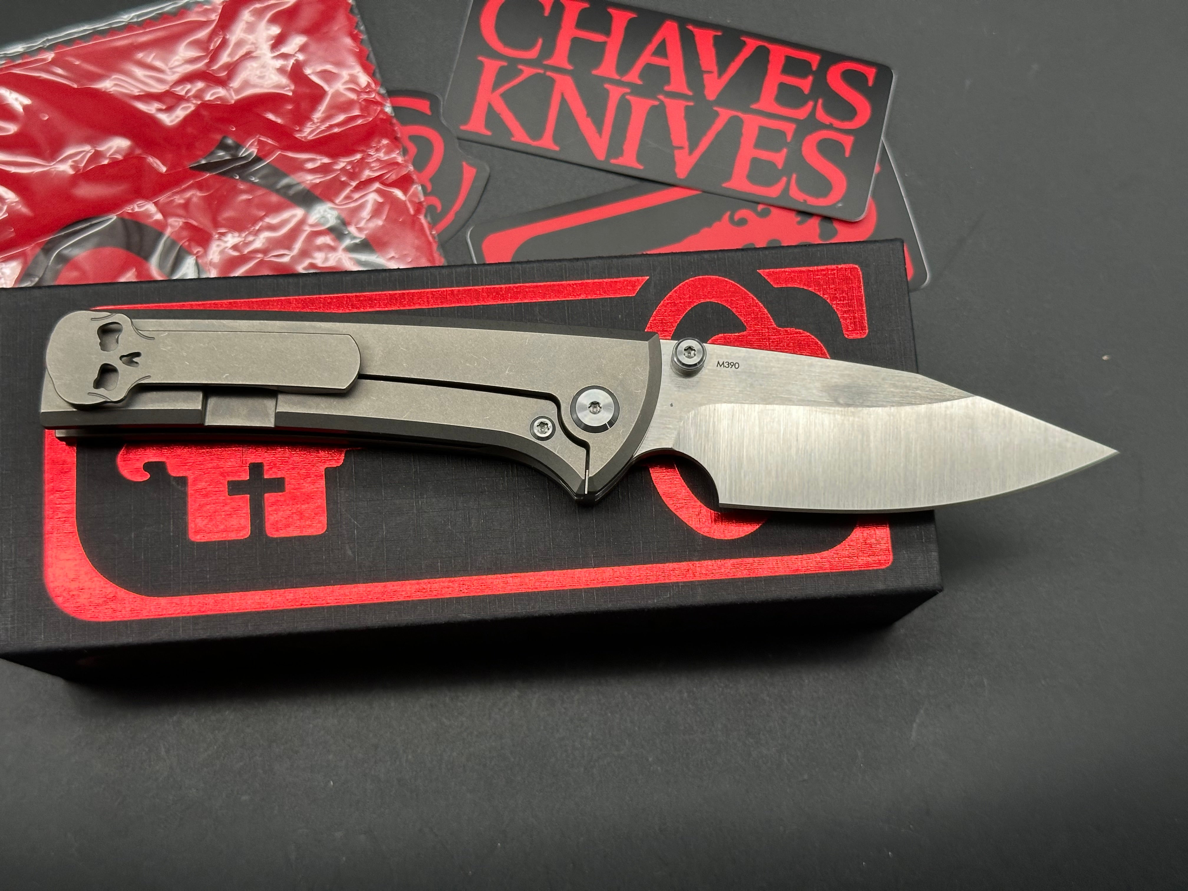 Chaves Scapegoat Street Frame Lock Knife - Gray Titanium Handle, 3.5