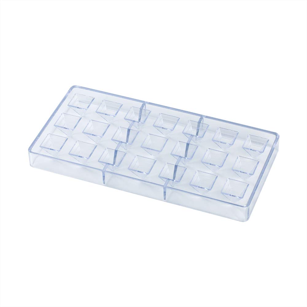 Pastry Tek 10.8 x 5.3 Inch Polycarbonate Candy Mold - 21 Pyramid Cavities for Chocolate & Hard Candies | Freezer & Dishwasher Safe | Easy Release | Perfect for Holiday Treats, Party Favors & DIY Candy Making