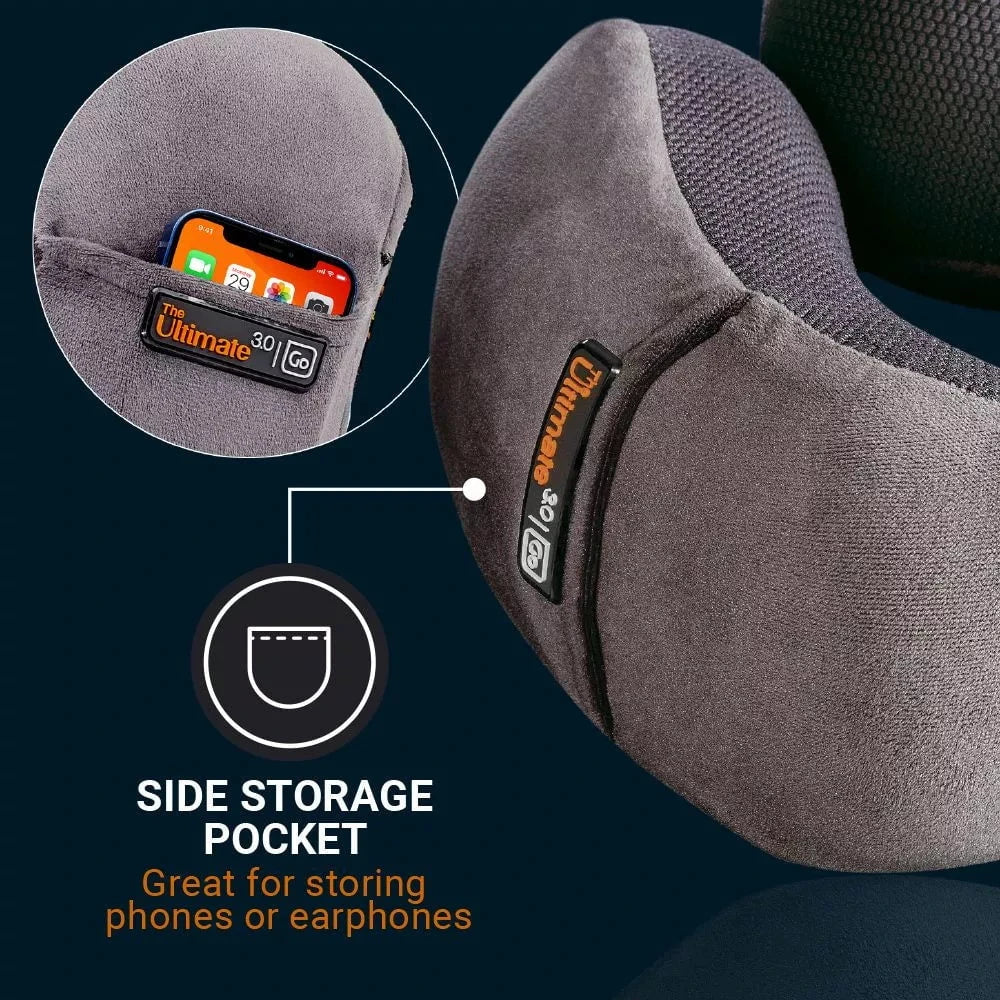 Go Travel Ultimate 3.0 Travel Pillow - Memory Foam Neck Pillow for Airplane, Car & Office - Ergonomic Support for Long Flights & Road Trips