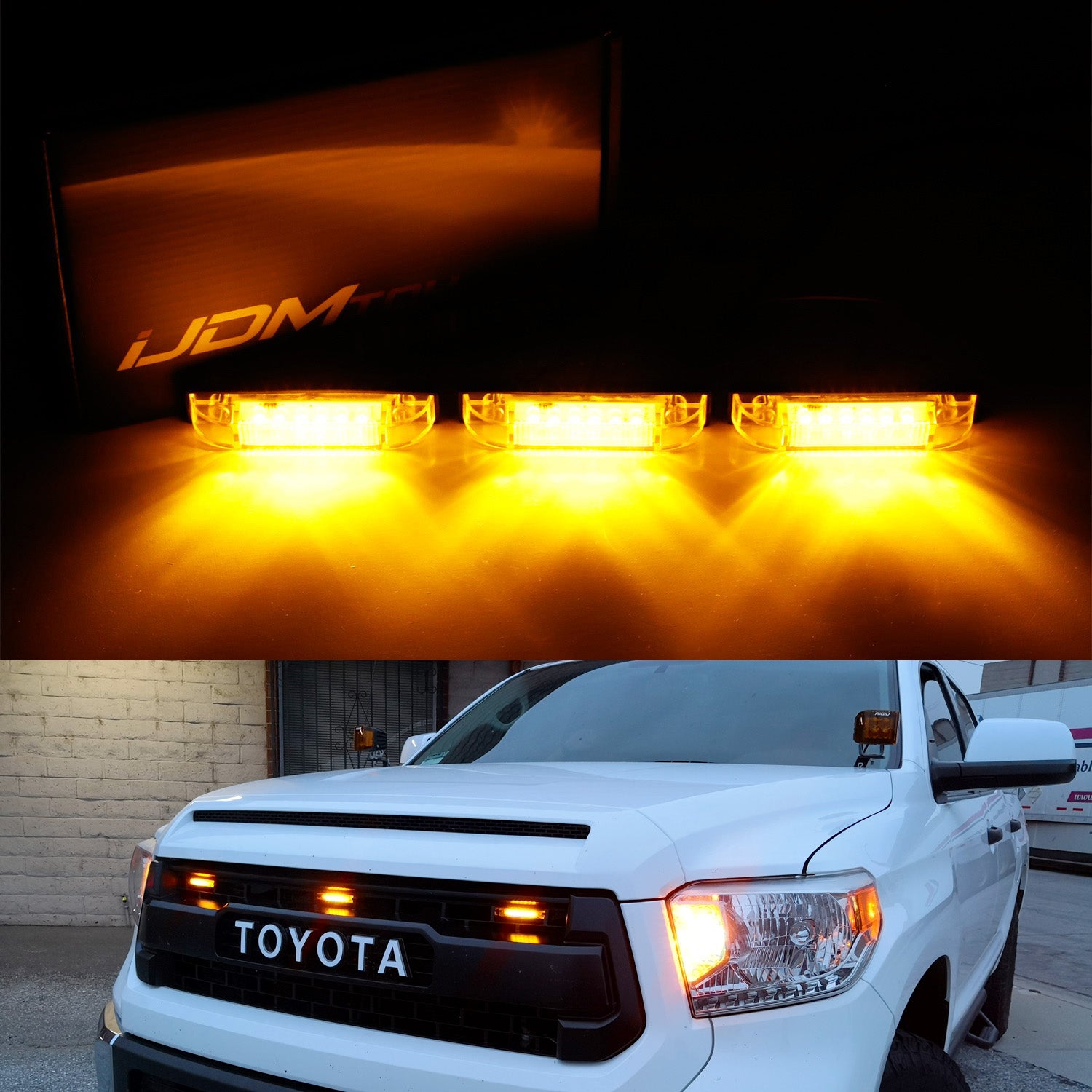 3PCS Amber LED Grille Running Light Kit Compatible with 2014-2021 Toyota Tundra TRD Pro - Durable Off-Road Lights for Enhanced Visibility & Style