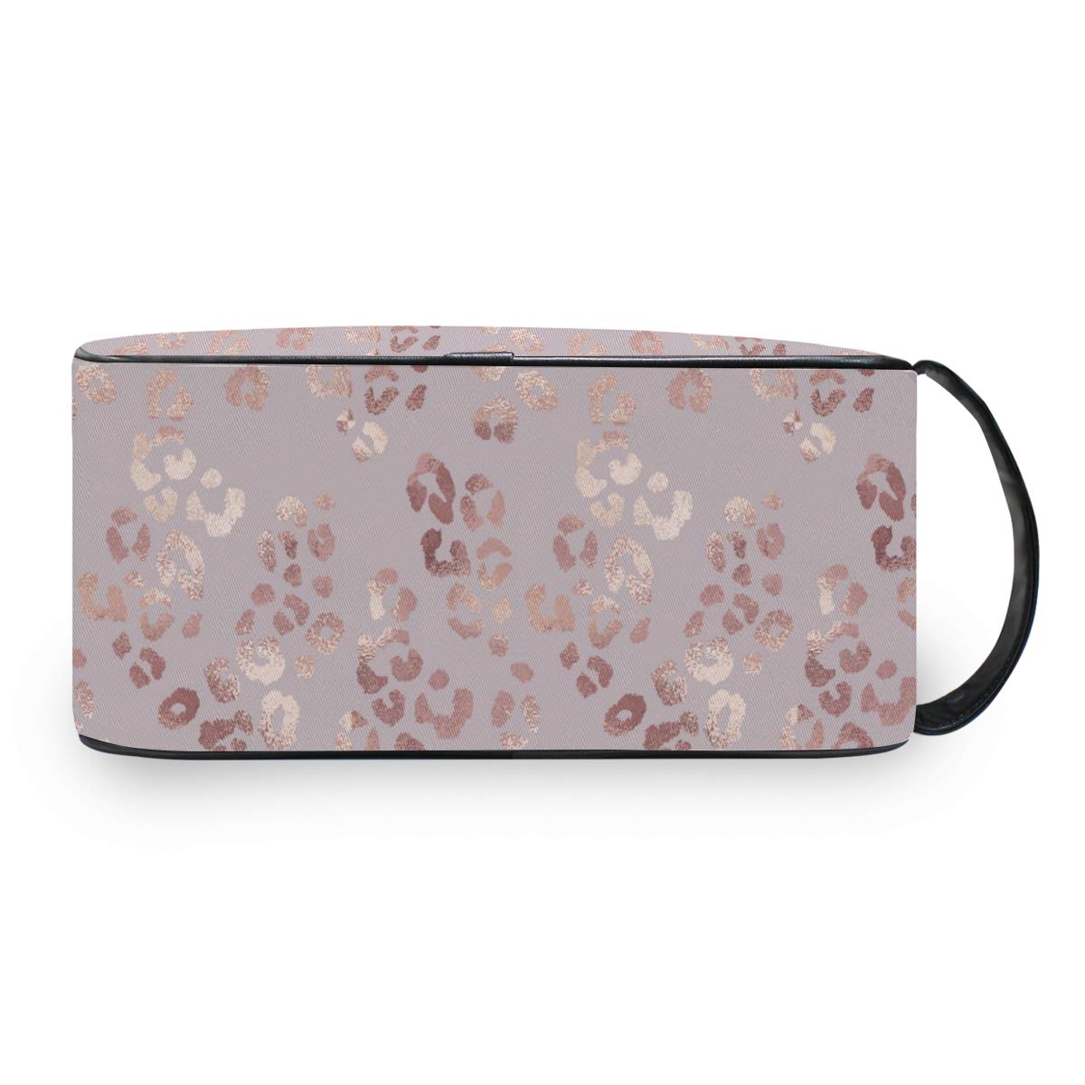 Portable Rose Gold Leopard Print Travel Toiletry Bag - Waterproof Cosmetic Makeup Organizer Pouch for Women | Perfect for Vacation, Gym & Business Trips