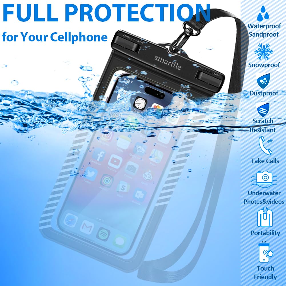 **Waterproof Phone Pouch 4 Pack - IPX8 Waterproof Case for iPhone 15 14 13 Pro Max 12 11 & Galaxy S24 S23 Ultra (Up to 7
