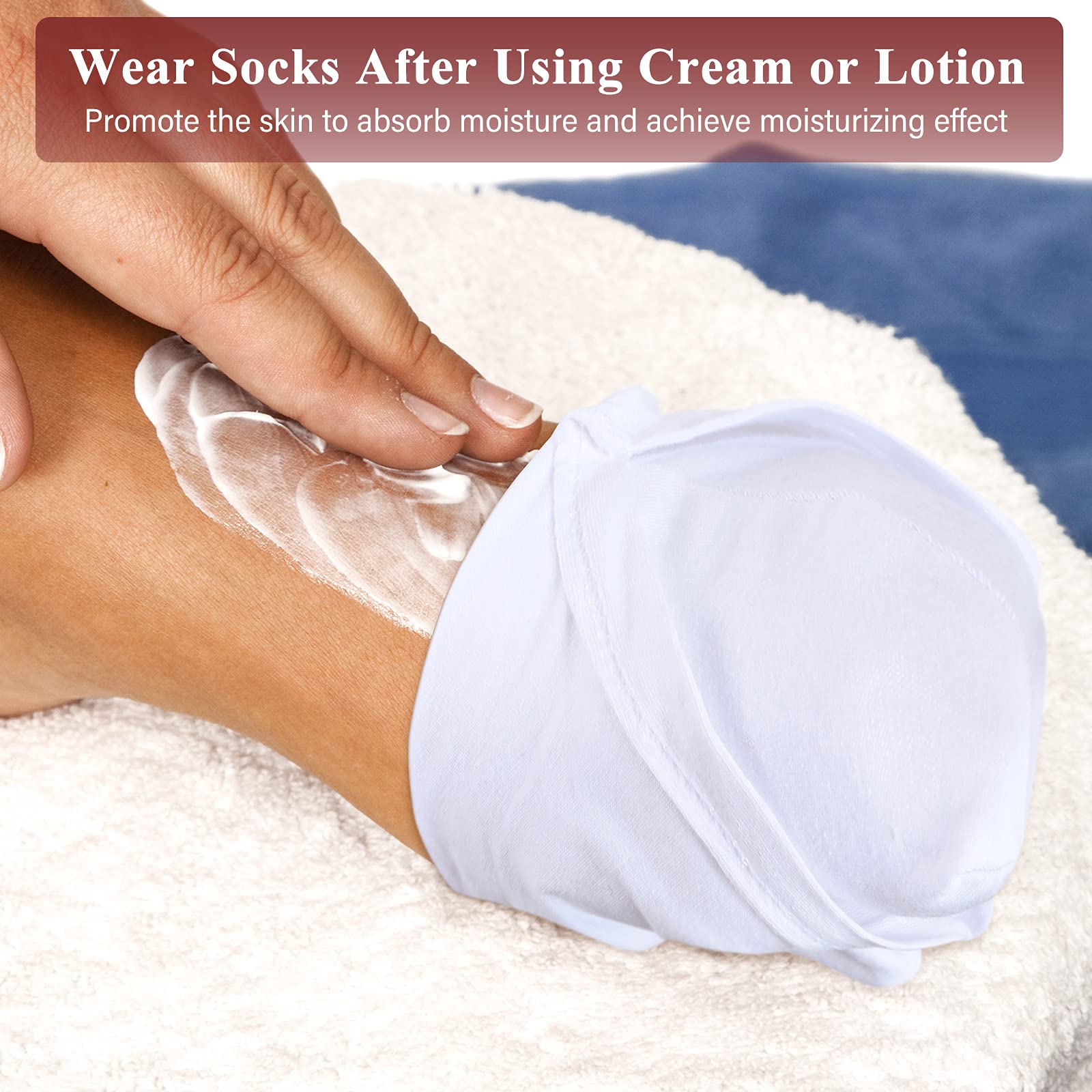 14 Pairs Moisturizing & Spa Socks for Overnight Foot Care - Cotton Lotion-Infused Socks for Dry Feet - Soft & Comfortable for Women & Men - Perfect for Relaxation, Pedicures & At-Home Spa Treatments (White)