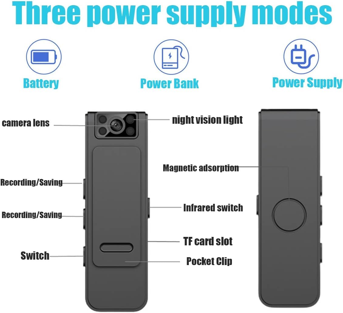 X W EI UNION Mini Body Camera - 1080P HD Video Recorder with Night Vision & Motion Detection, Wireless App View for iPhone & Android - Perfect for Security, Law Enforcement, and Outdoor Activities