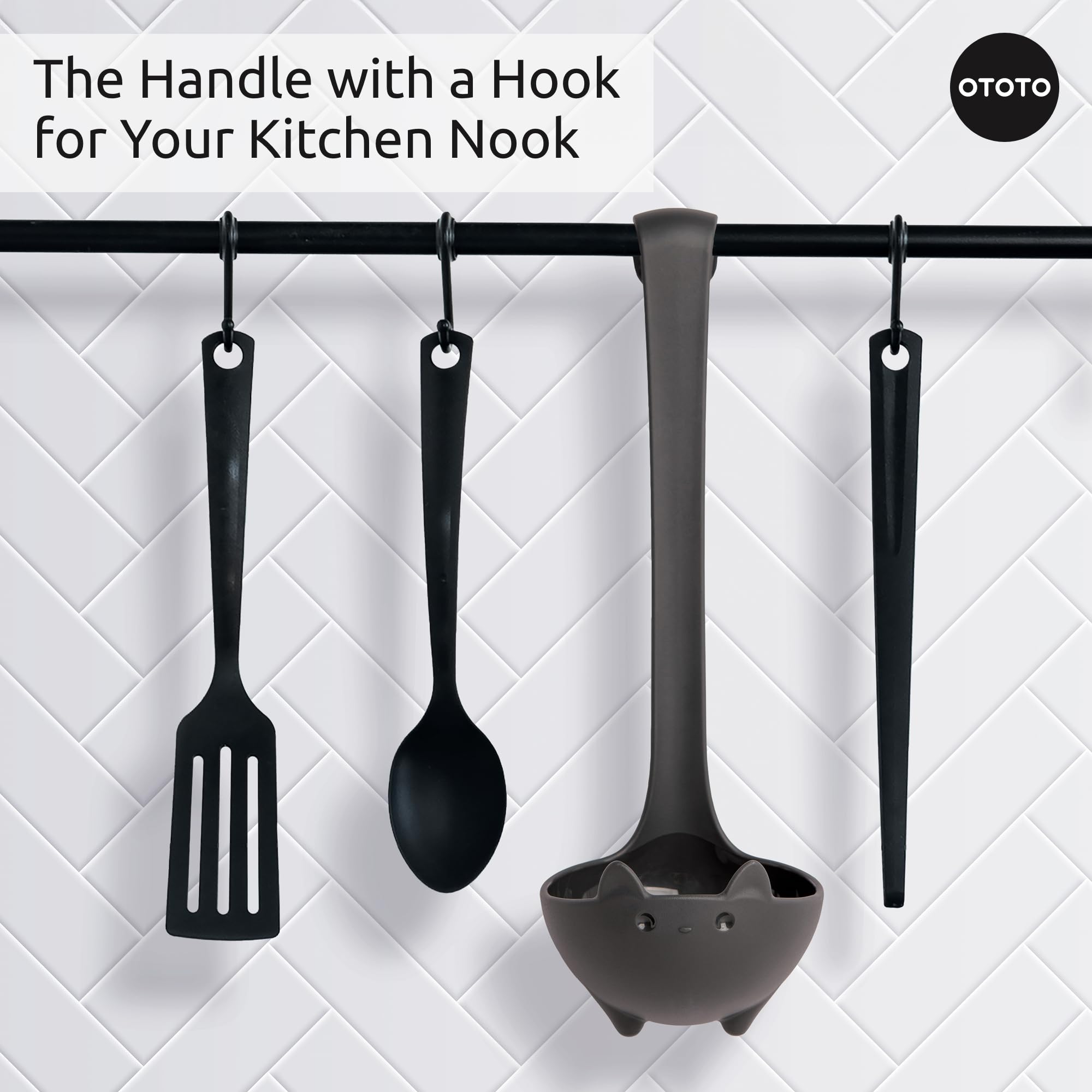 OTOTO Katie Cat Soup Ladle - Halloween Kitchen Gifts, Gothic Cat Lover Present, Spooky Cute Cooking Accessories - Perfect for Halloween Parties, Gothic Home Decor & Cat Enthusiast Collections (Black Cat Design)