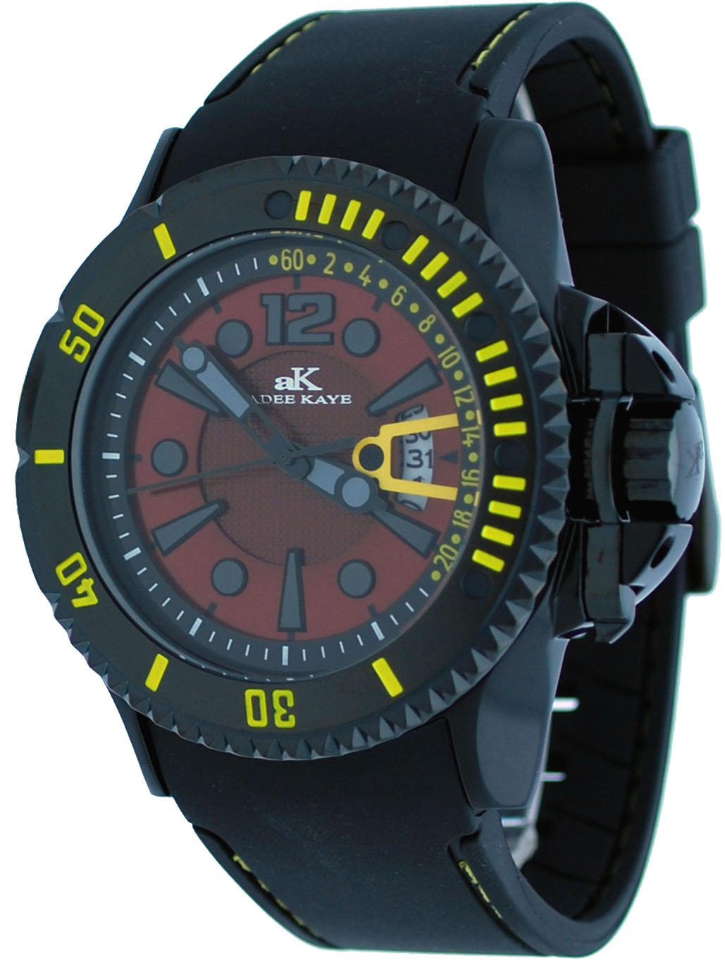 Adee Kaye AK7779-M Men's Black Aluminum Red Dial Casual Sports Watch - Waterproof, Lightweight & Durable for Outdoor Activities, Work & Everyday Wear