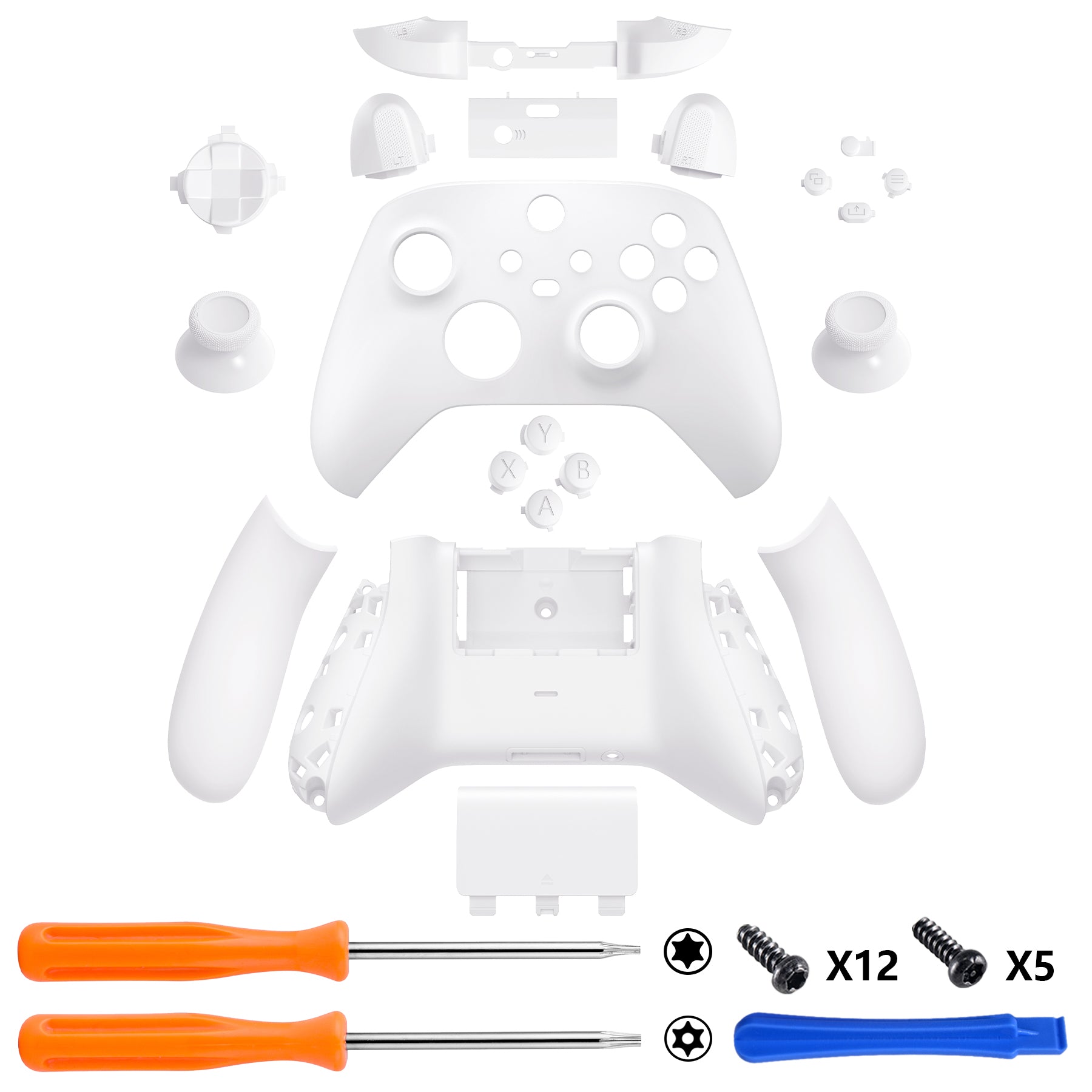 eXtremeRate White Full Housing Shell Case with Buttons for Xbox Series X/S Controller - Custom Replacement Side Rails & Front Back Plate Cover for Xbox Core Controller (QX3P3003) - Perfect for Gaming, DIY Mods & Controller Customization