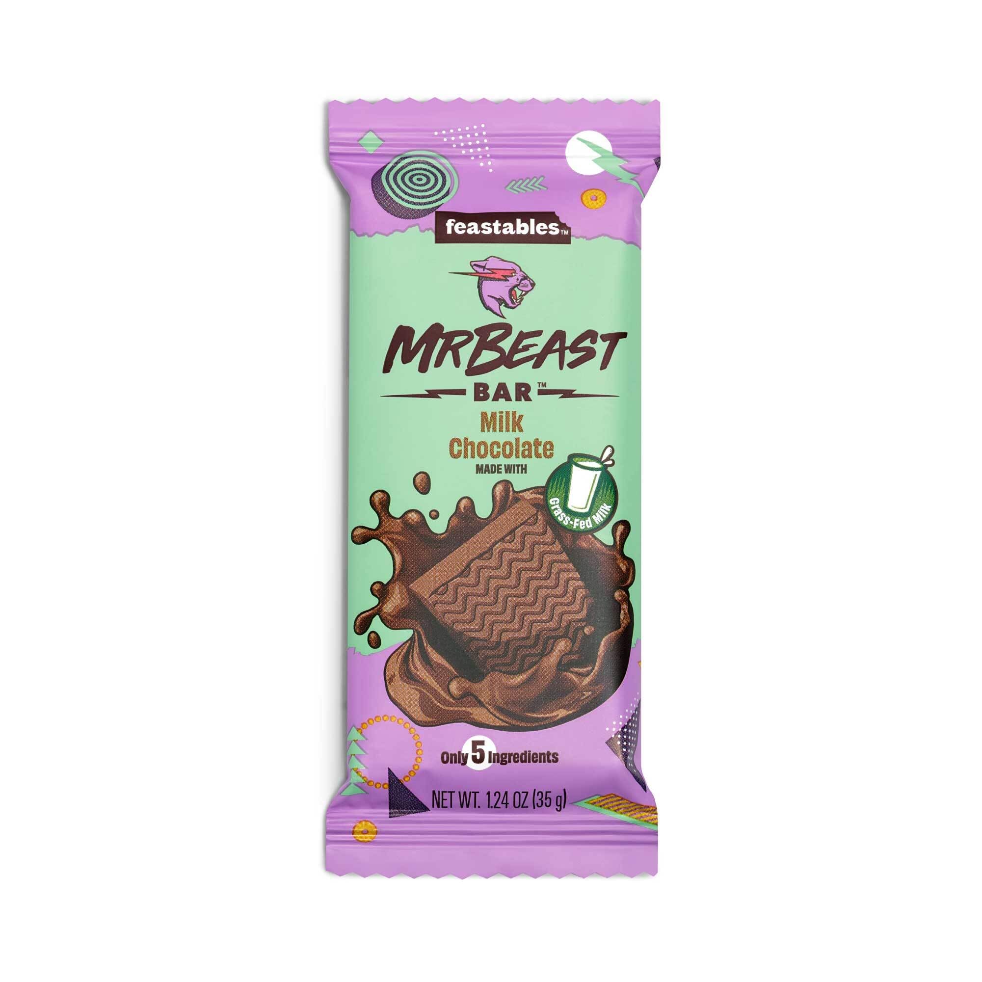 Feastables MrBeast Mini Milk Chocolate Bars - 24 Count (35g Each) | Grass-Fed Milk Chocolate & Organic Cocoa | 5 Simple Ingredients | Perfect for Snacking, Lunchboxes & Party Favors