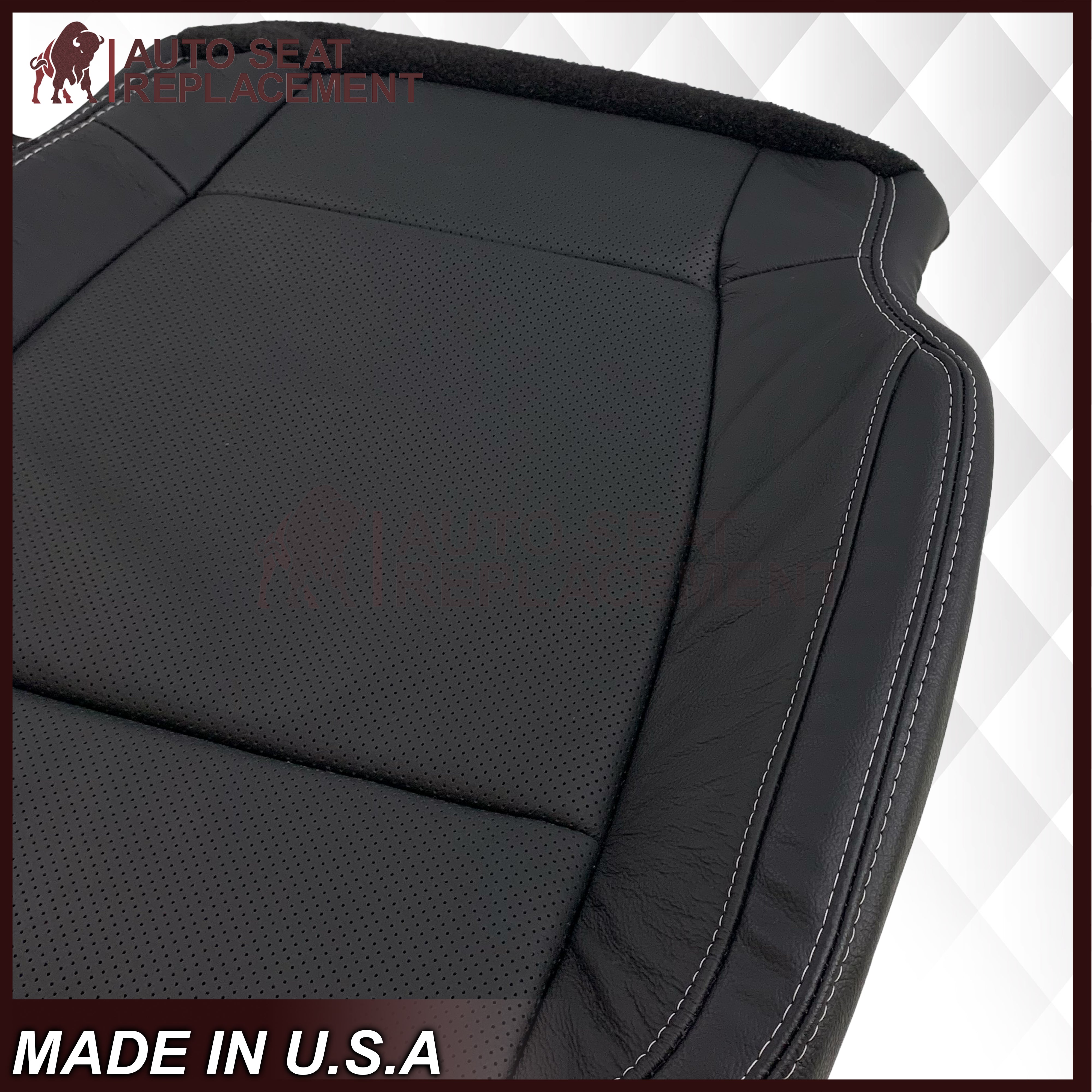 2015-2017 Ford F150 Lariat Replacement Seat Covers - Genuine Leather & Premium Synthetic Leather Options in Charcoal Black | Perfect for Truck Interior Upgrade & Protection