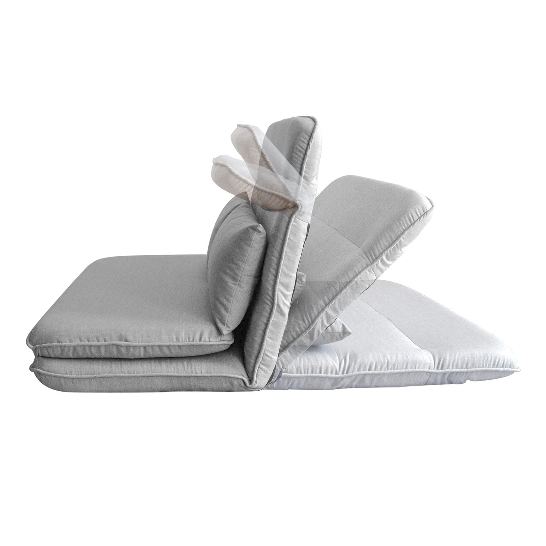 Adjustable Lazy Sofa Bed - Foldable Floor Chaise Lounge Chair, Gaming Sofa Mattress & Futon Couch with 2 Pillows (Gray) | Perfect for Small Spaces, Living Rooms, Dorms & Game Rooms