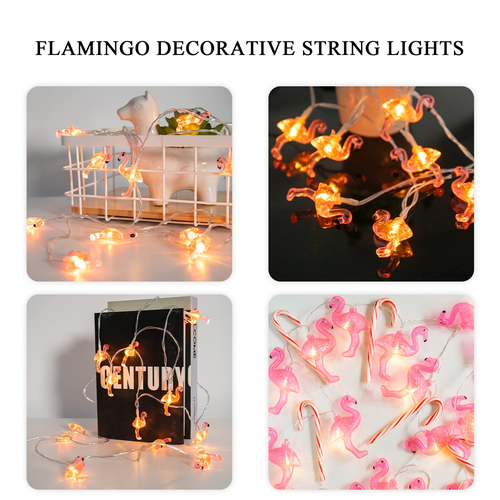 2 Pack Pink Flamingo LED String Lights - Battery Operated Fairy Lights for Patio, Garden, Bedroom, Wedding & Christmas Decor | Outdoor Party Lighting, Backyard Ambiance, Holiday Home Decoration