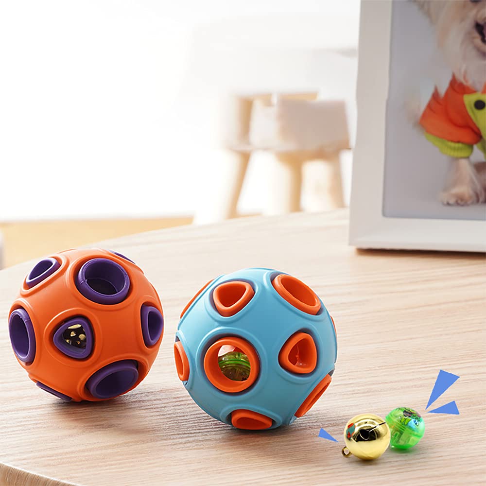 Durable 3-inch Rubber Dog Ball with Bell - Interactive Puzzle Toy for Aggressive Chewers, Cats & Pets | Indoor/Outdoor Play, Training & Mental Stimulation