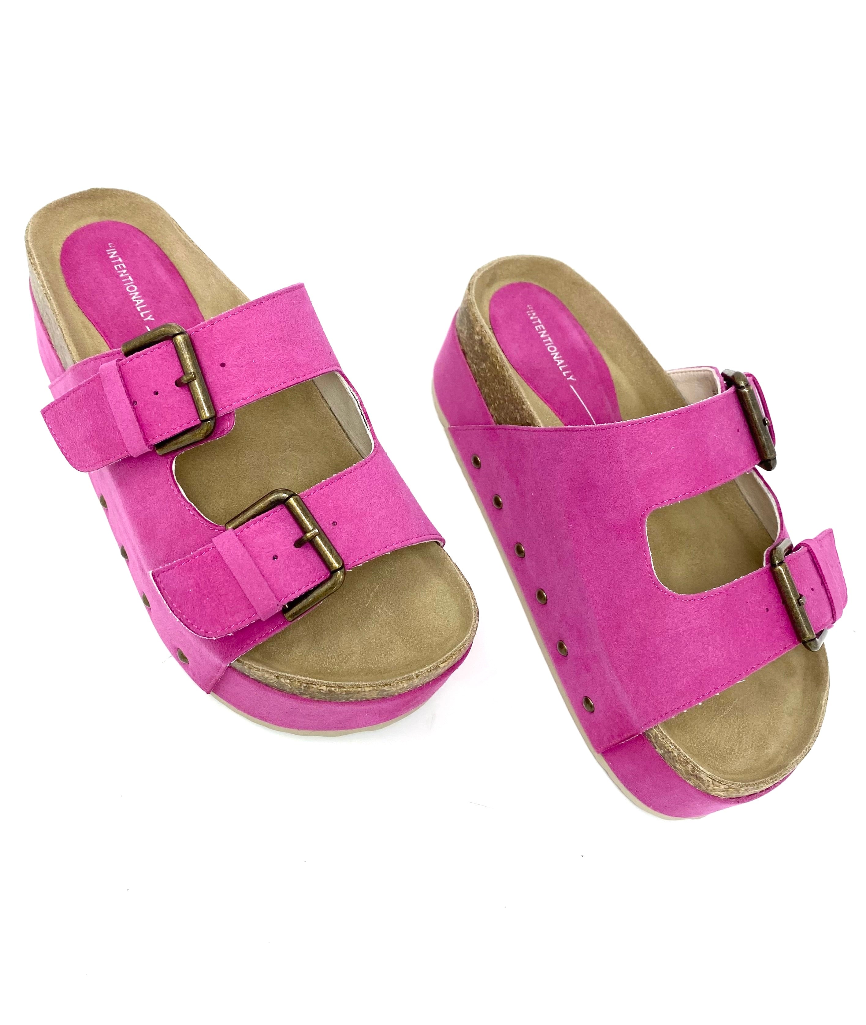 Intentionally Blank Women's Cooper 2 Platform Sandals - Fuchsia Pink Chunky Heel Summer Shoes for Beach, Vacation & Casual Outfits