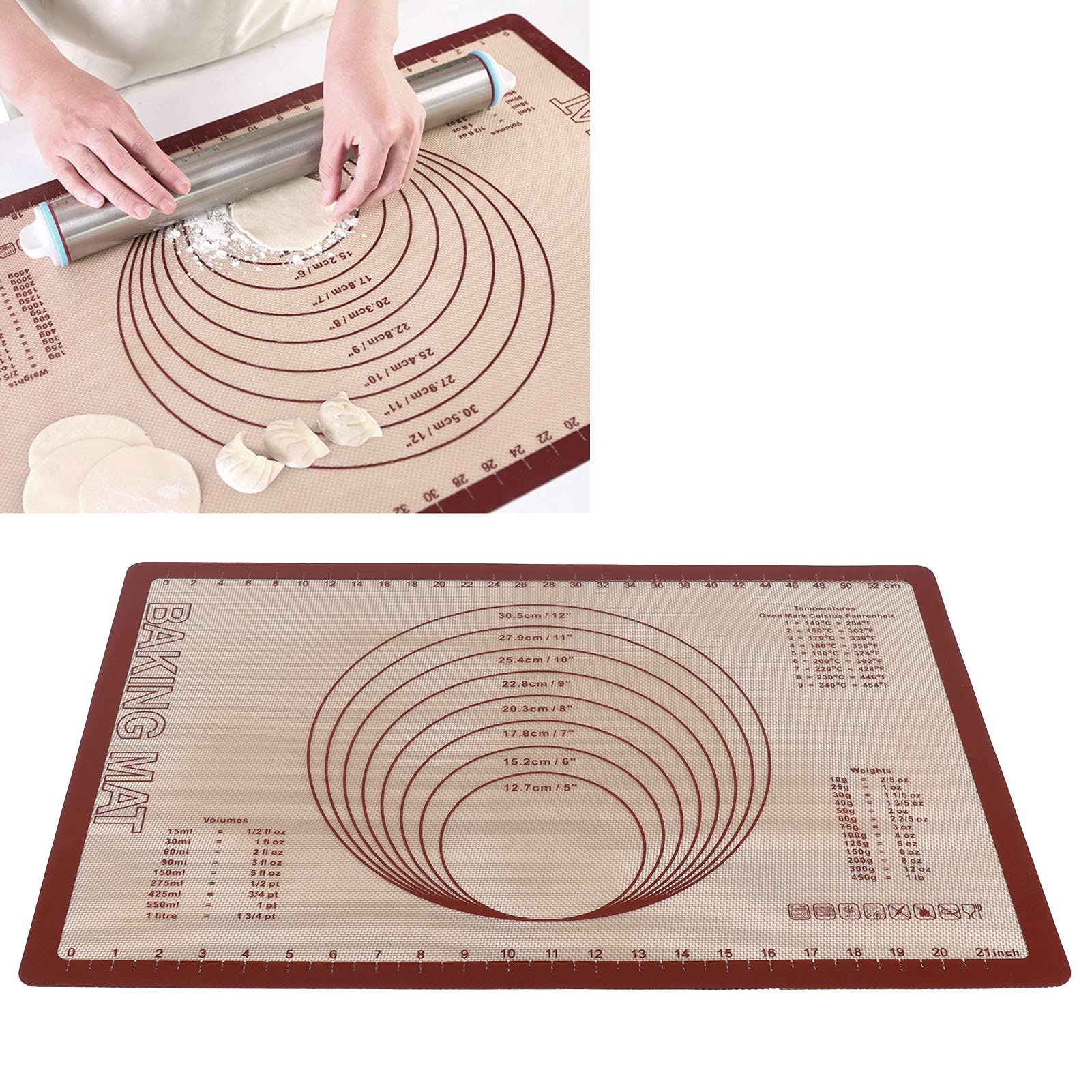 Non-Stick Silicone Baking Mat with Fiberglass - Reusable, Multi-Purpose Dough Kneading & Baking Sheet for Kitchen, Bakery & Home | Perfect for Cookies, Pastries, Bread & More