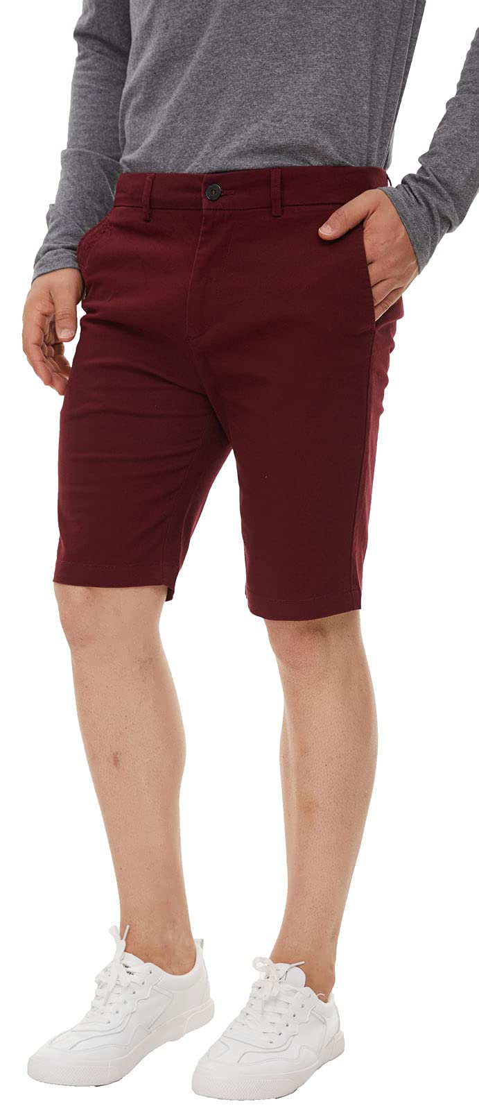 Men's Slim Fit Khaki Chino Shorts - 9 Inch Inseam, Plaid & Plain Styles | Casual Summer Wear, Beach Outings & Weekend Comfort