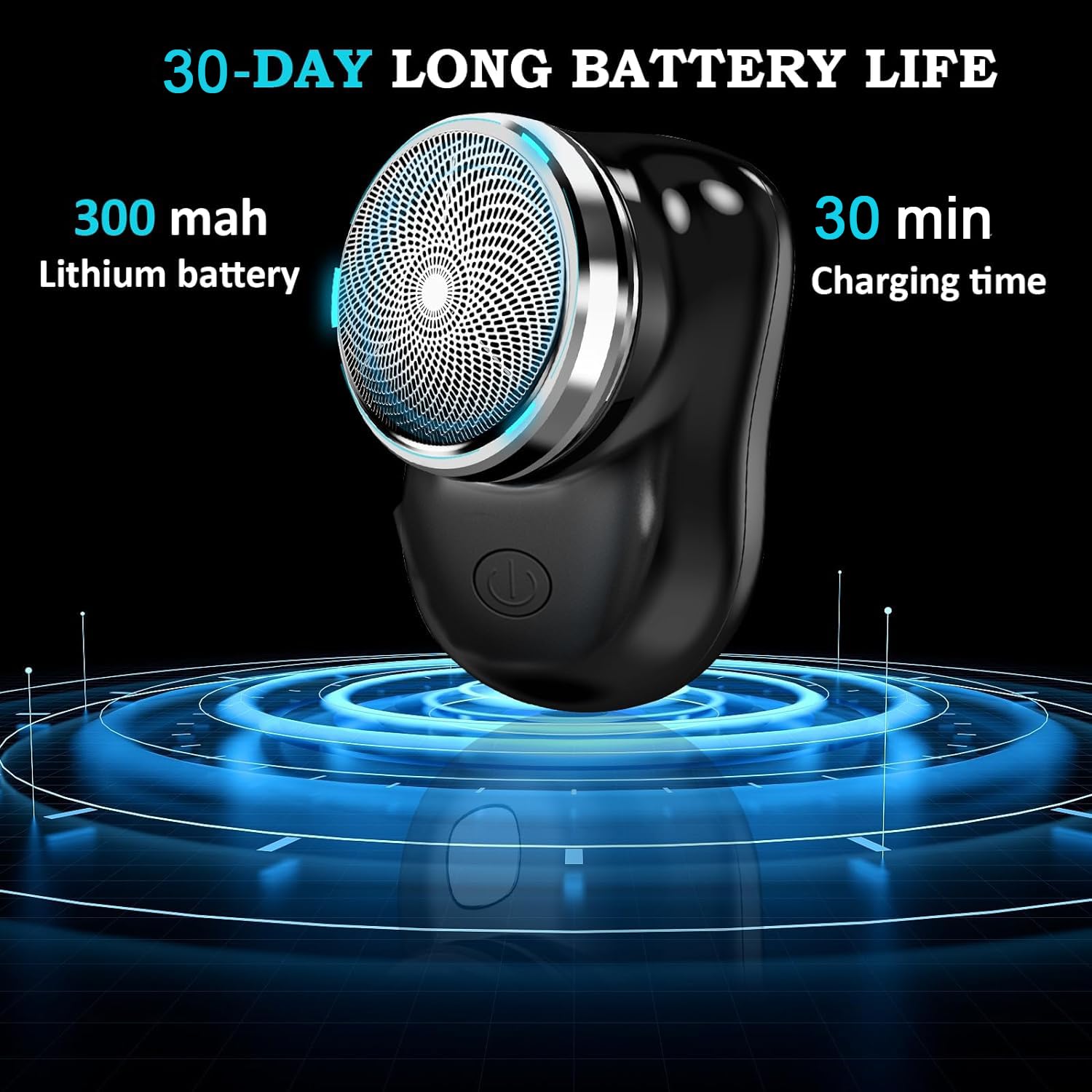 Portable Mini Electric Shaver - 8500 RPM High Speed with 20-Sided Stainless Steel Blade & Battery Level Indicator - Long Lasting 30-Day Use for Men's Grooming - Perfect for Home, Car, Travel & Business Trips