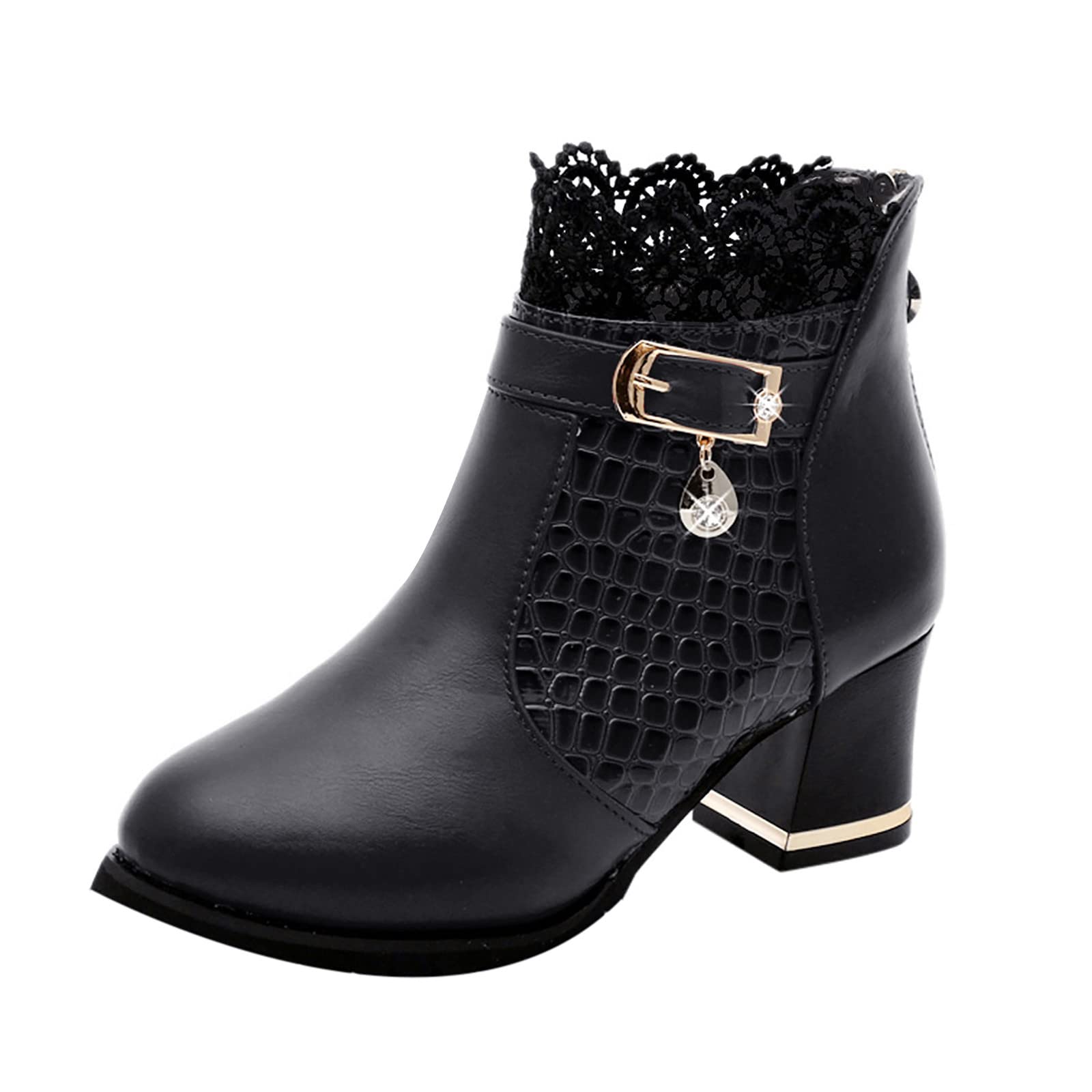 Vintage Women's Ankle Boots - Winter Leather Lace-Up Short Boots with High Heel - Size 13 for Ladies | Perfect for Casual Outfits, Office Wear & Winter Fashion