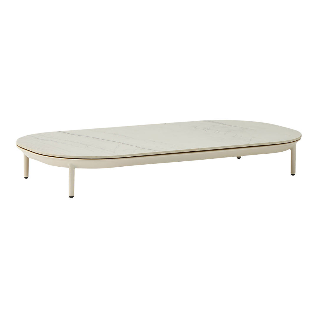 Amba Outdoor Rectangular Coffee Table - Weather-Resistant Patio Furniture for Garden, Poolside & Deck - Modern Aluminum Alloy Tea Table with Tempered Glass Top