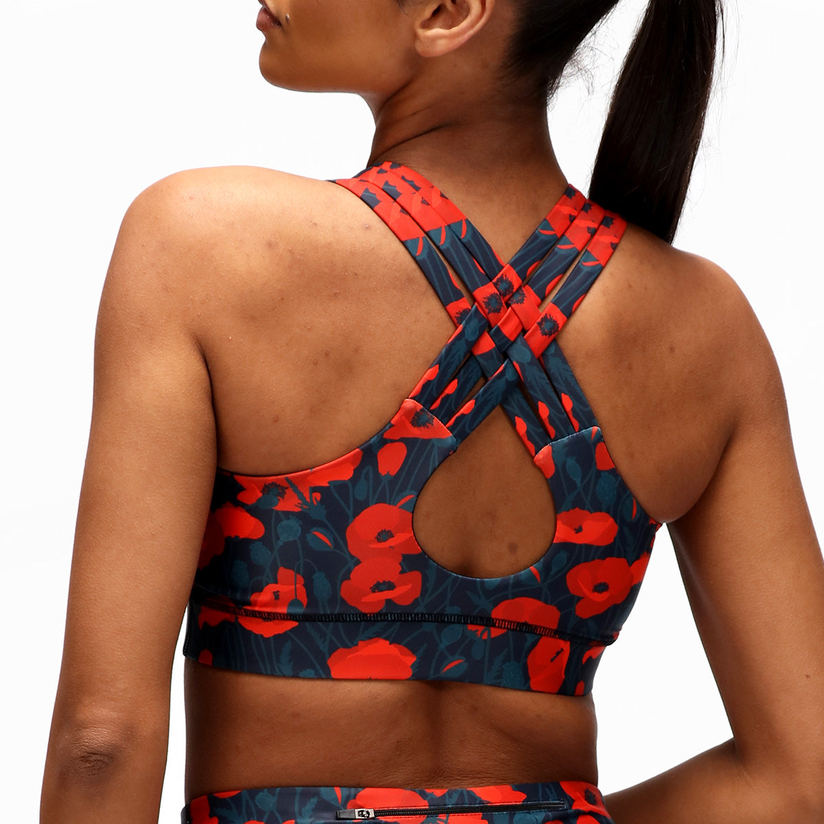 Poppy Field Cross Back Bra - Comfortable & Stylish Women's Sports Bra for Yoga, Running & Workouts