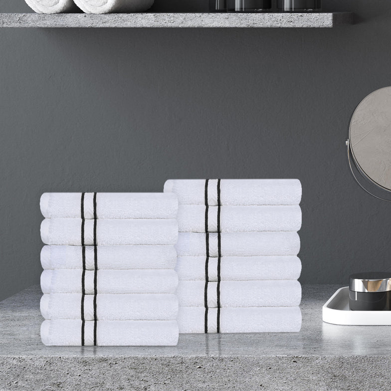 Premium 12-Piece Turkish Cotton Face Towel Set - Ultra Soft, Highly Absorbent for Spa, Gym & Travel | Hypoallergenic & Gentle on Skin