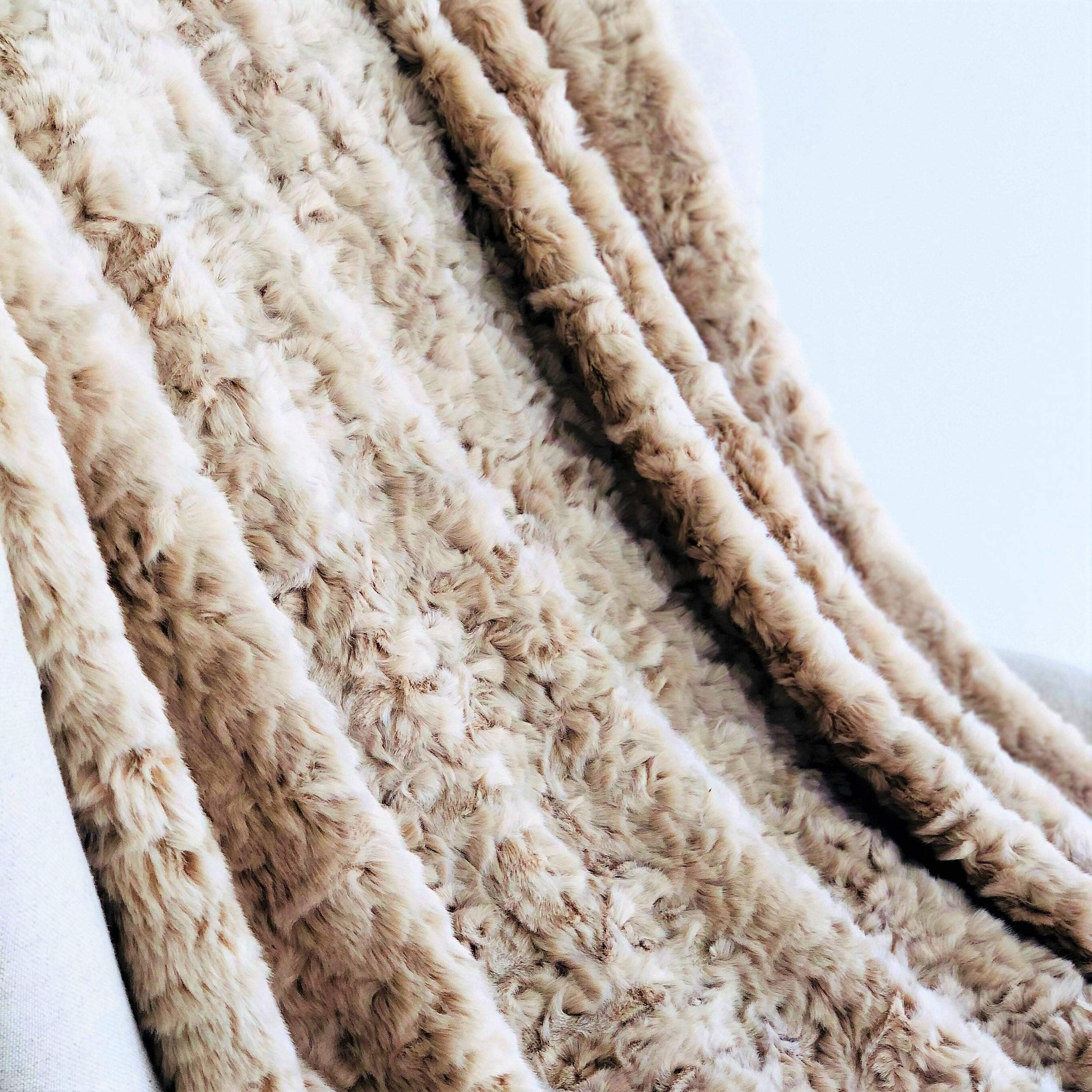 Luxury Champagne Persian Chilla Faux Fur Throw Blanket 60x72 Inches - Soft Brown Cozy Blanket for Couch, Bed & Winter Decor - Warm Plush Home Accessories for Living Room, Bedroom & Gift Giving