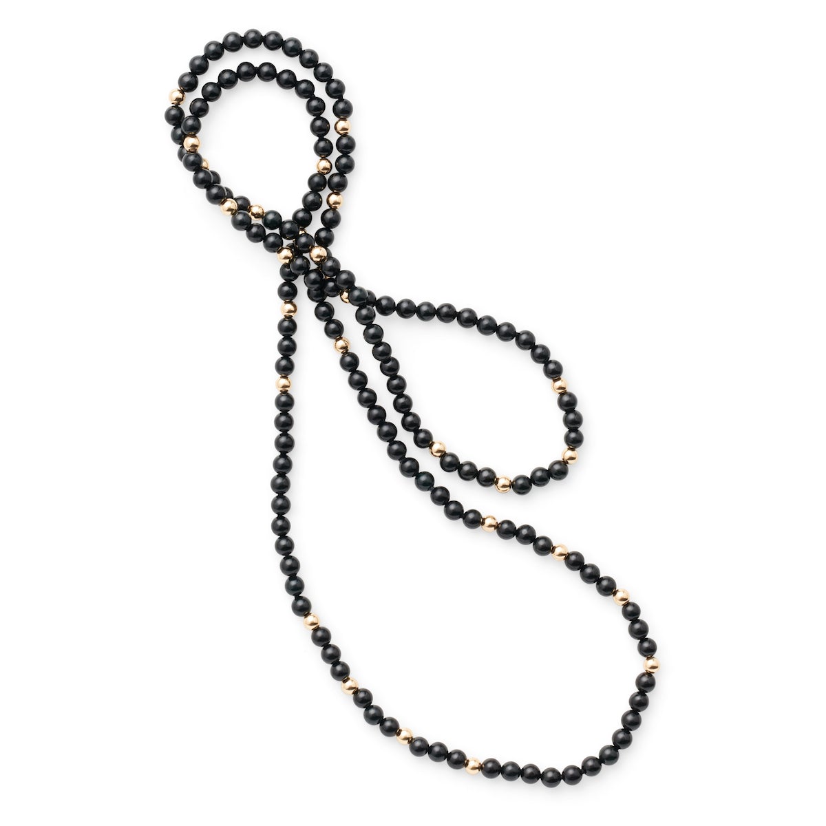 Elegant Black Jade & Gold Station Rope Necklace for Women - Perfect for Weddings, Parties & Everyday Wear