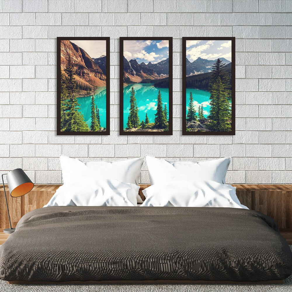 Banff National Park Framed Plexiglass Wall Art Set of 3 - Modern Landscape Prints for Living Room, Bedroom & Office Decor