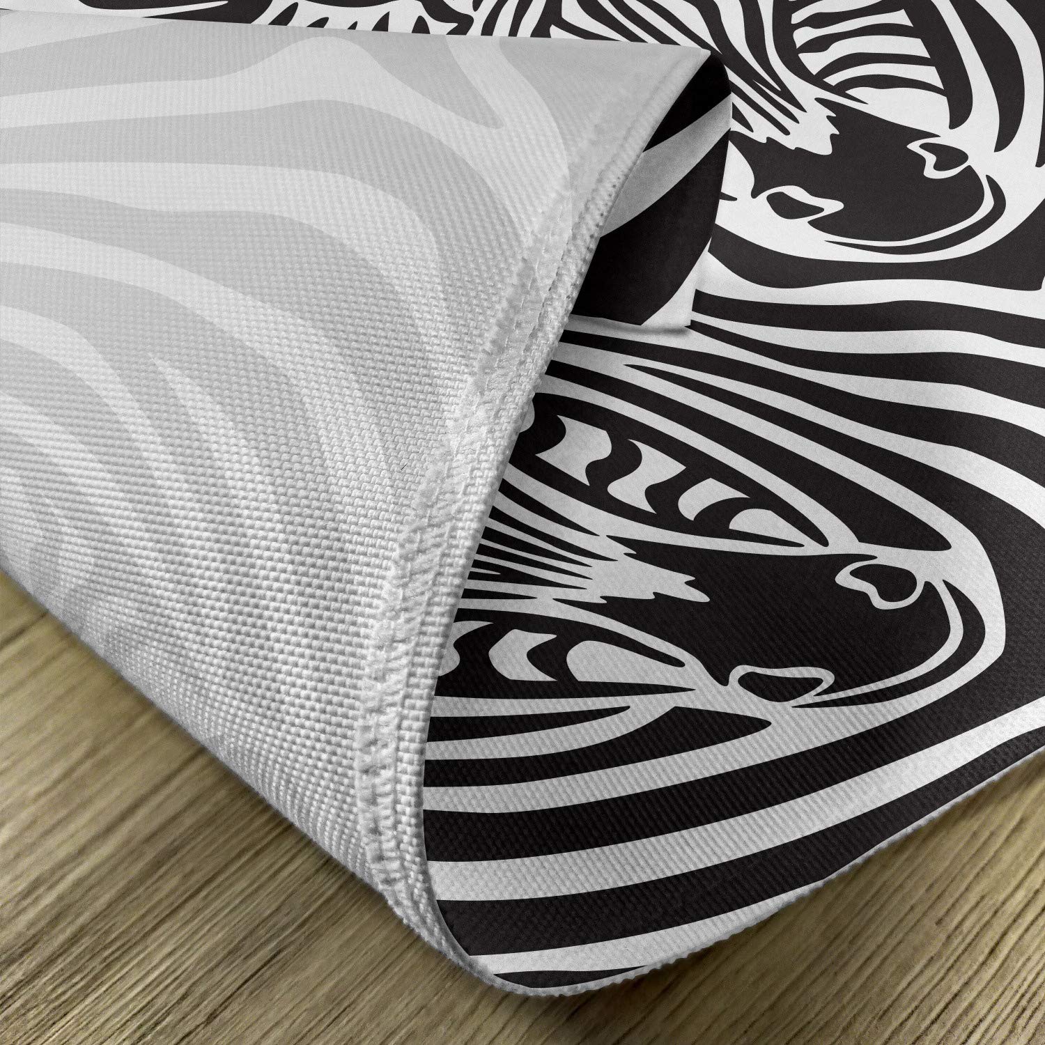 Ambesonne Savannah Place Mats Set of 4 - Modern Zebra Face & Eyes Animal Print Design - Washable Fabric Table Mats for Dining Room - Standard Size Charcoal Grey & White - Perfect for Safari Theme Parties, African Decor, and Stylish Home Dining