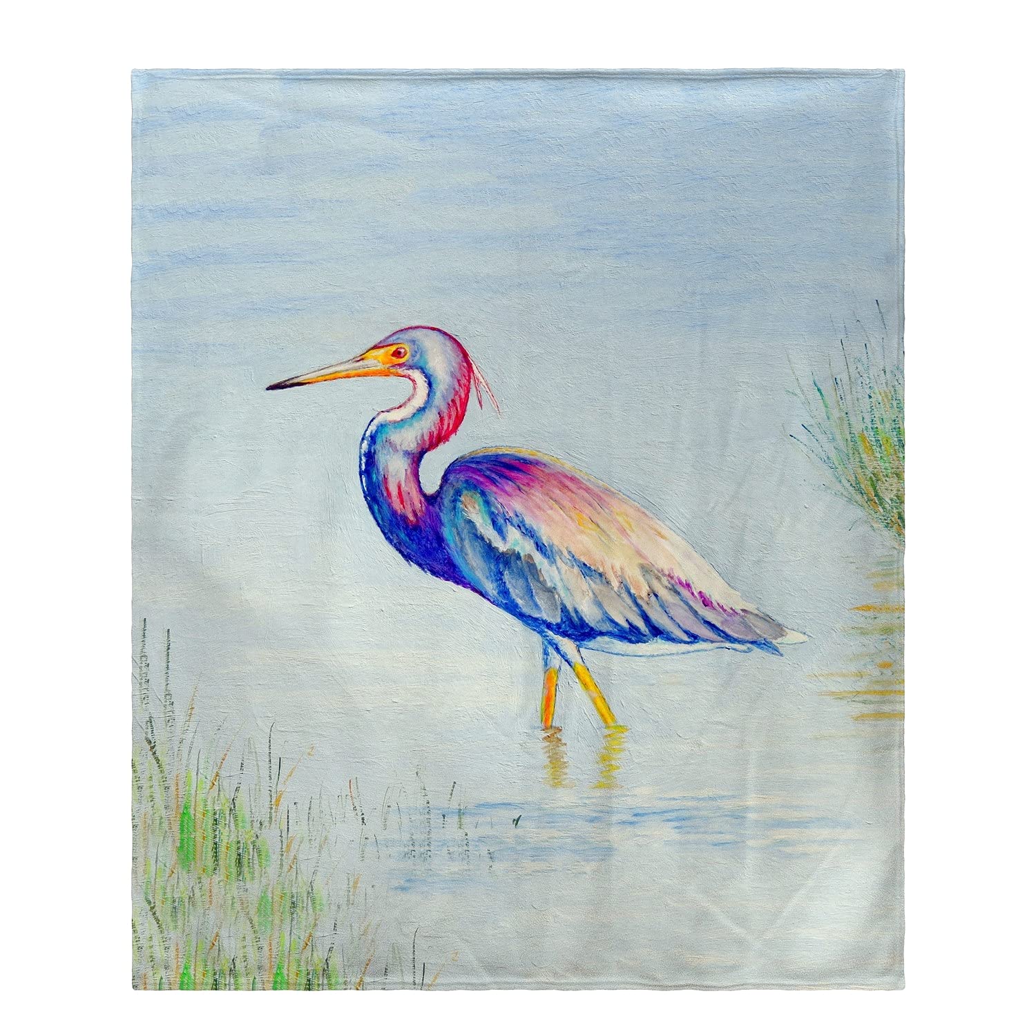 Betsy Drake Tri-Colored Heron Throw Blanket - Soft Flannel Plush Bedspread for Couch, Sofa & Bed - Cozy Home Decor Gift for Heron Lovers & Bird Enthusiasts - Perfect for Living Room, Nursery & Outdoor Picnics