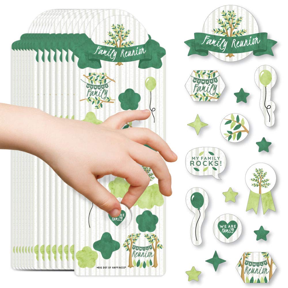Big Dot of Happiness Family Tree Reunion Stickers - 16 Sheets (256 Count) for Kids Party Favors, Family Gatherings & Classroom Activities - Perfect for Scrapbooking, Gift Wrapping & DIY Crafts