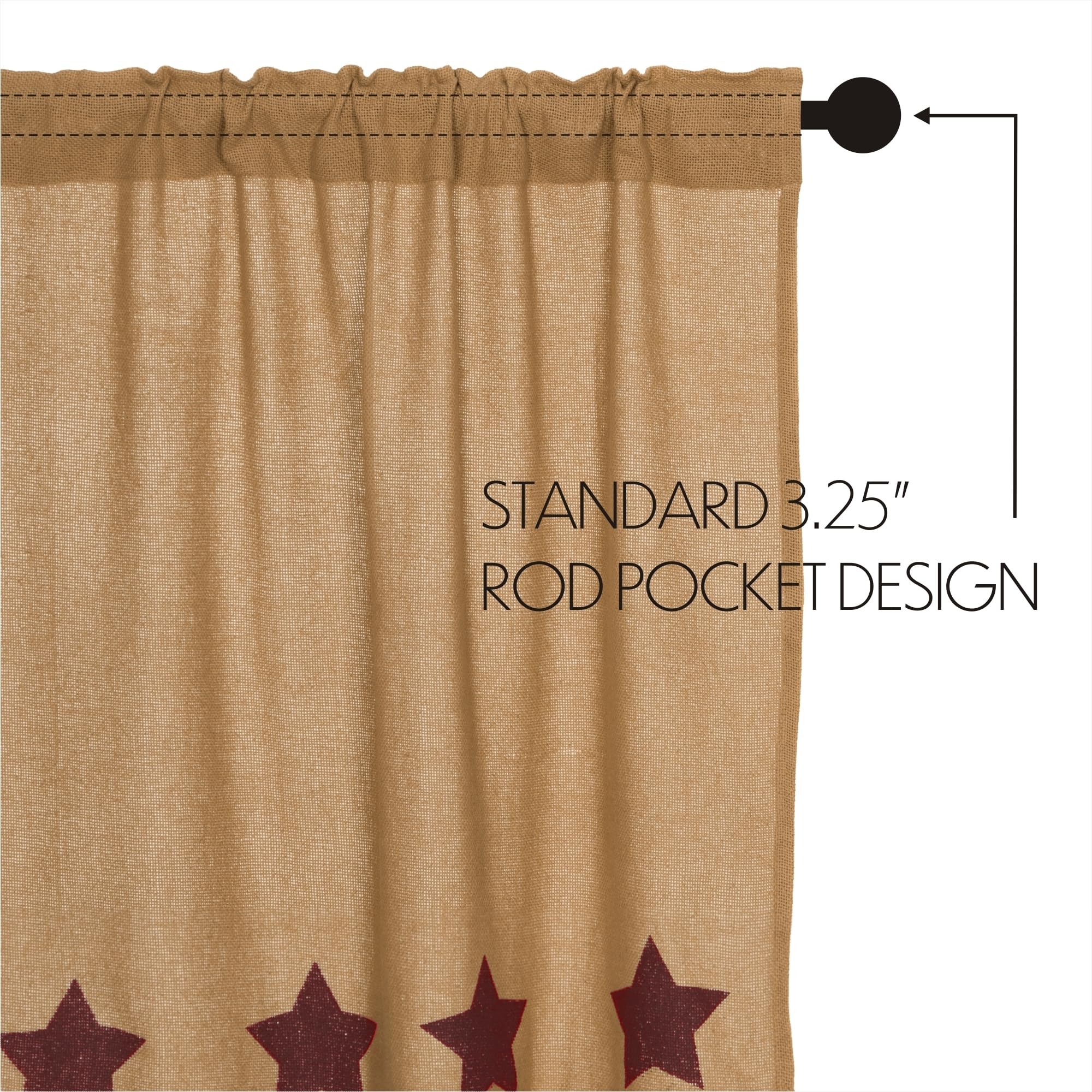 VHC Brands Natural Burlap Prairie Swag Curtain Pair - 36