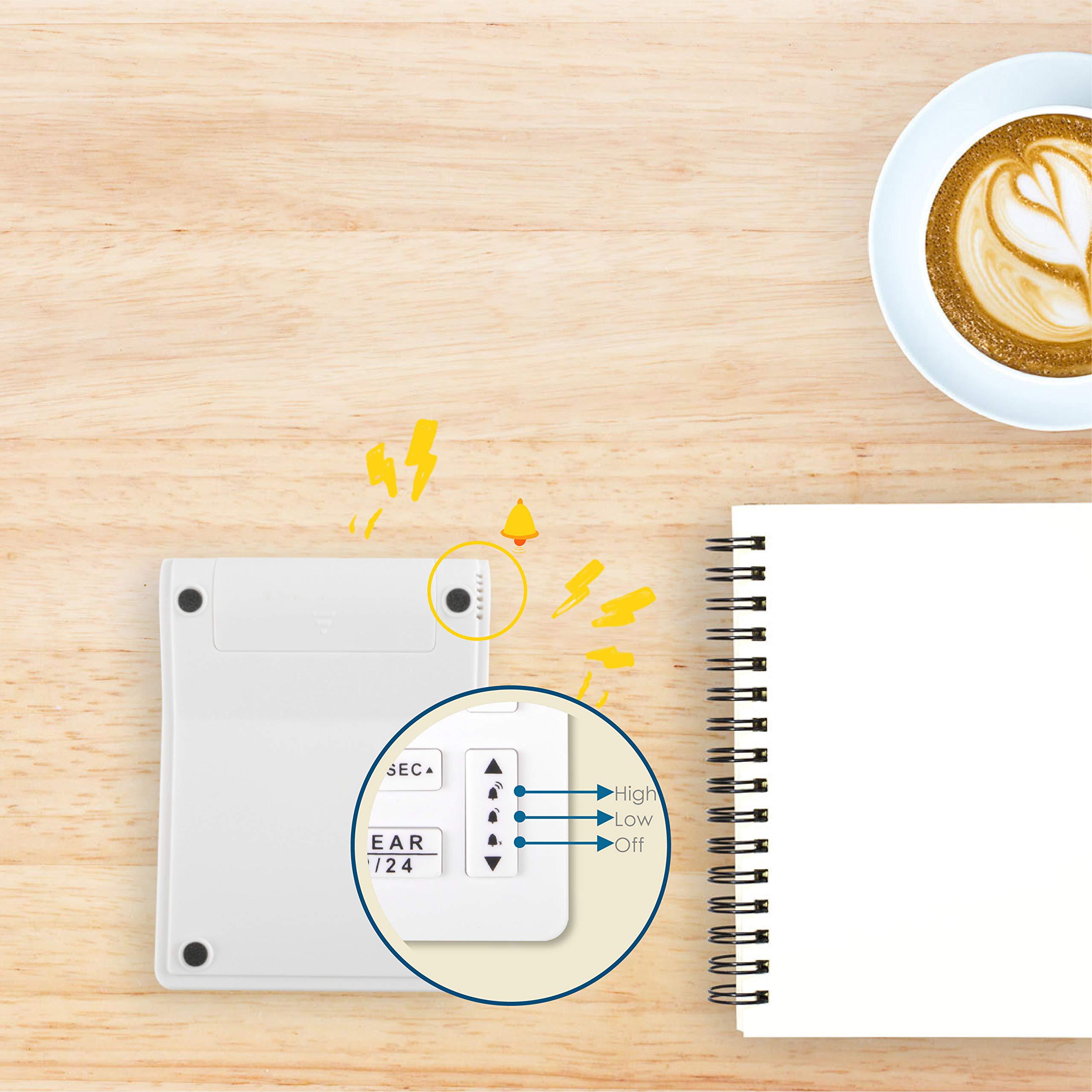 Runleader Digital Kitchen Timer with 4 Countdown Timers & Stopwatch - Large Display 12/24H Clock with Alarm - Perfect for Baking, Cooking, Homework & Fitness (White-205) | Compact Desktop Timer for Home, Office & Gym Use