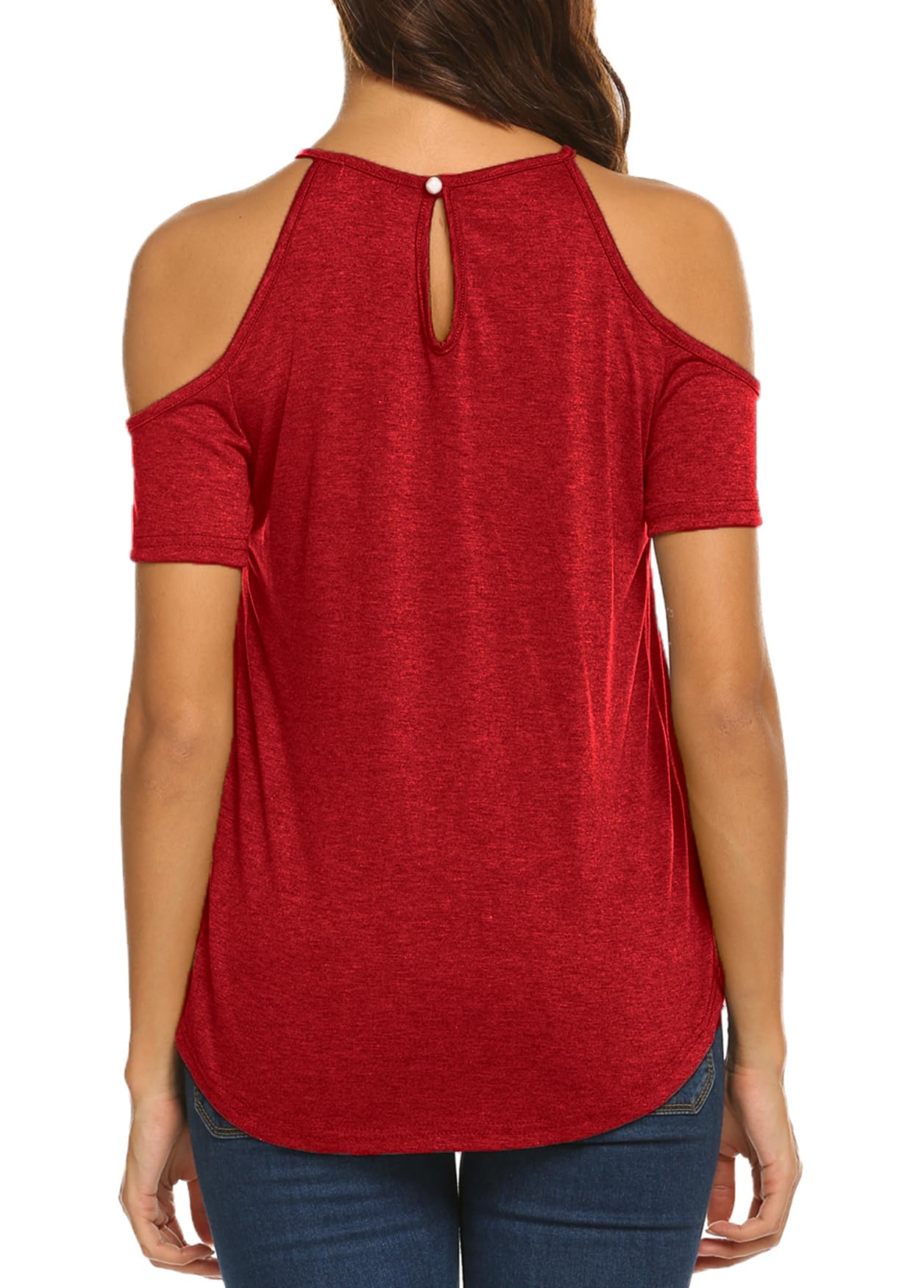 Bluetime Women's Summer Short Sleeve Cold Shoulder T-Shirts - Casual Comfortable Tees for Beach, Vacation & Everyday Wear