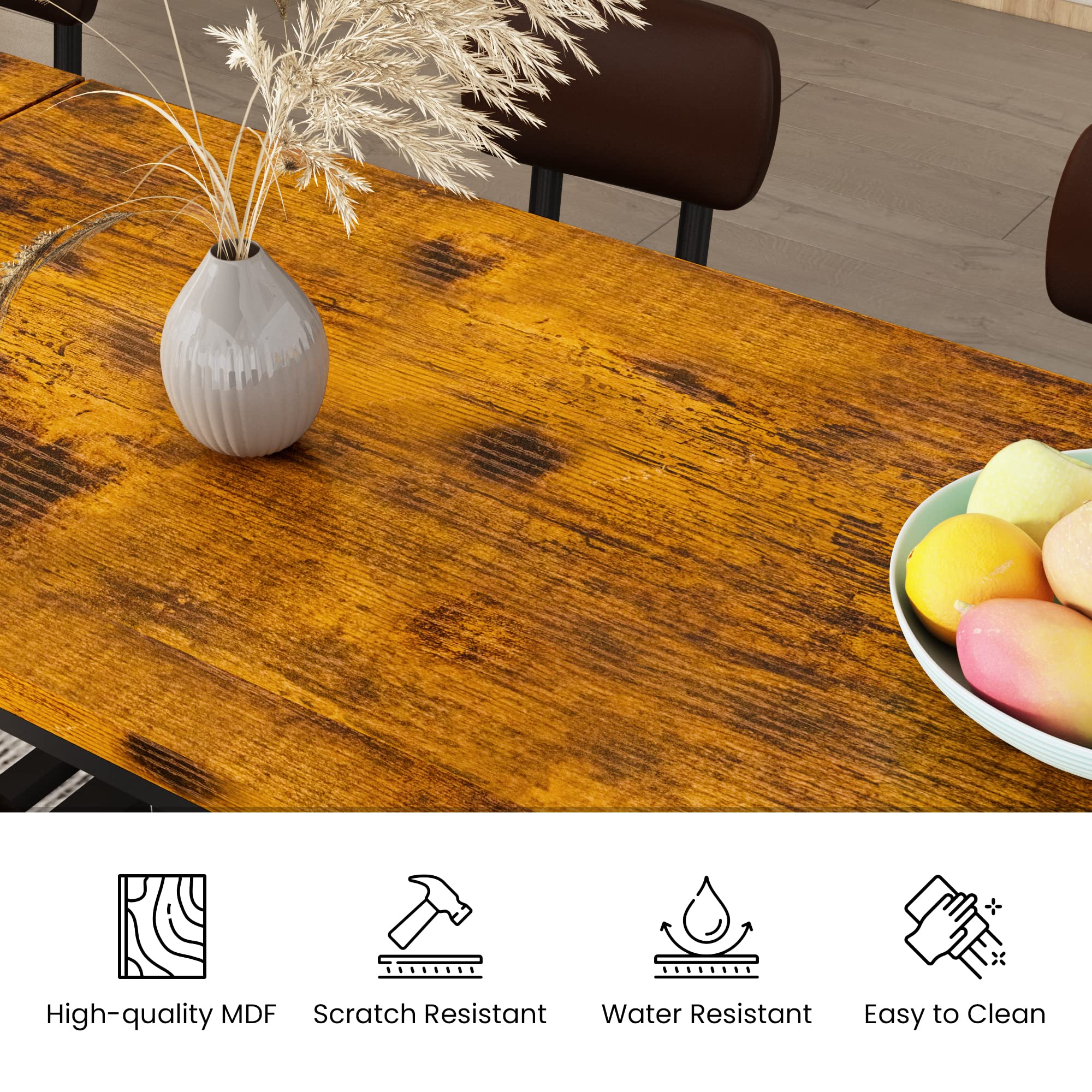 **Industrial Counter Height Dining Table Set for 4 with PU Upholstered Stools - Rustic Brown Kitchen Pub Table for Small Spaces, Restaurants & Home Use | Perfect for Compact Kitchens, Breakfast Nooks & Entertaining**