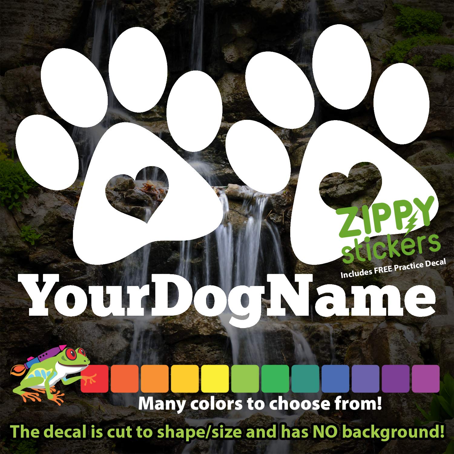 Custom Dog Paws with Name Decal - Personalized Pet Dog Footprint Vinyl Sticker for Cars, Laptops & Windows - Dog Lover Gift in Multiple Colors & Sizes