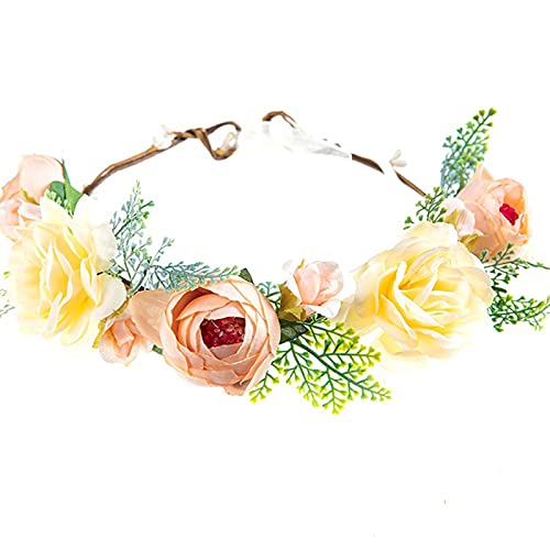 Floral Wreath Crown for Women - Bohemian Flower Headband Hair Garland - Adjustable Headpiece for Weddings, Festivals & Photo Shoots (Multicolor, One Size)
