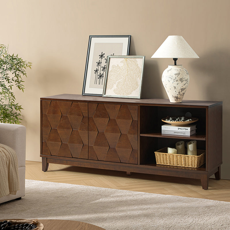 Samuel Open Storage Shelf TV Stand with Cable Management Holes - Modern Entertainment Center for Living Room, Bedroom & Home Office Organization