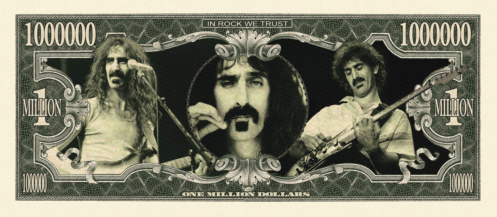 Frank Zappa Million Dollar Bill Replica - Pack of 10 Collectible Novelty Bills - Perfect Gift for Music Fans & The Mothers of Invention Collectors - Great for Parties, Fan Events & Music Memorabilia Displays