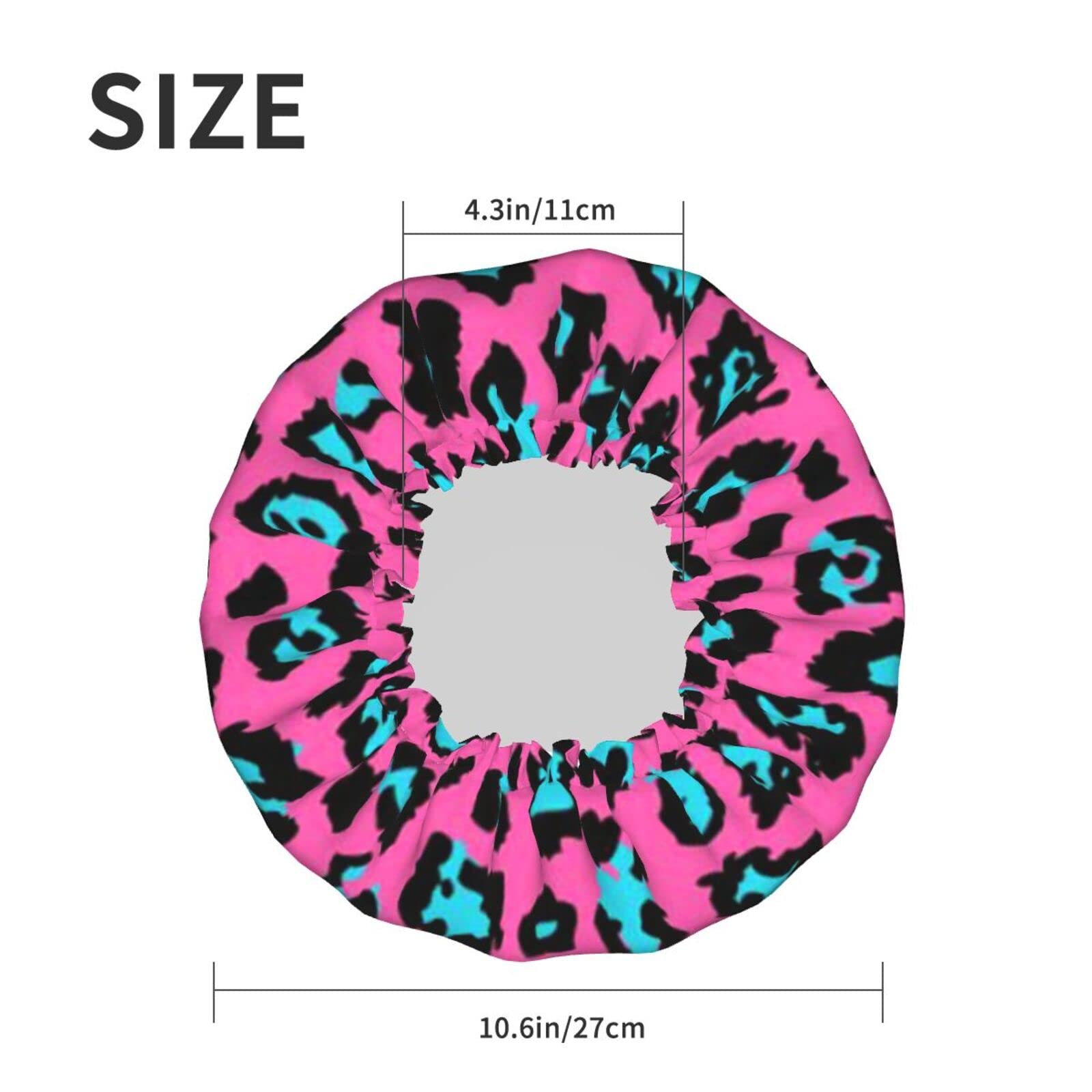 Waterproof Turquoise Leopard Print Shower Cap for Women - Reusable Bath Hair Cover for Shower, Swimming & Spa - Cute & Functional Bath Accessory