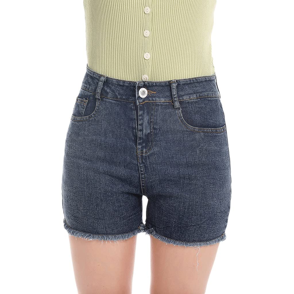 High Waist Denim Shorts for Women - Summer Stretch Jeans Shorts with Comfortable Fit - Multiple Sizes & Colors Available - Perfect for Beach, Casual Wear & Summer Outings