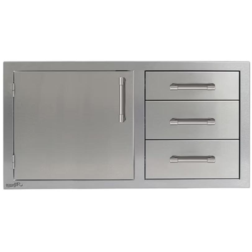 Premium Alfresco Outdoor Kitchen Drawer & Door Center AXE DDC L 42SC - Durable Stainless Steel Cabinet for Patio, Backyard & BBQ Cooking Areas
